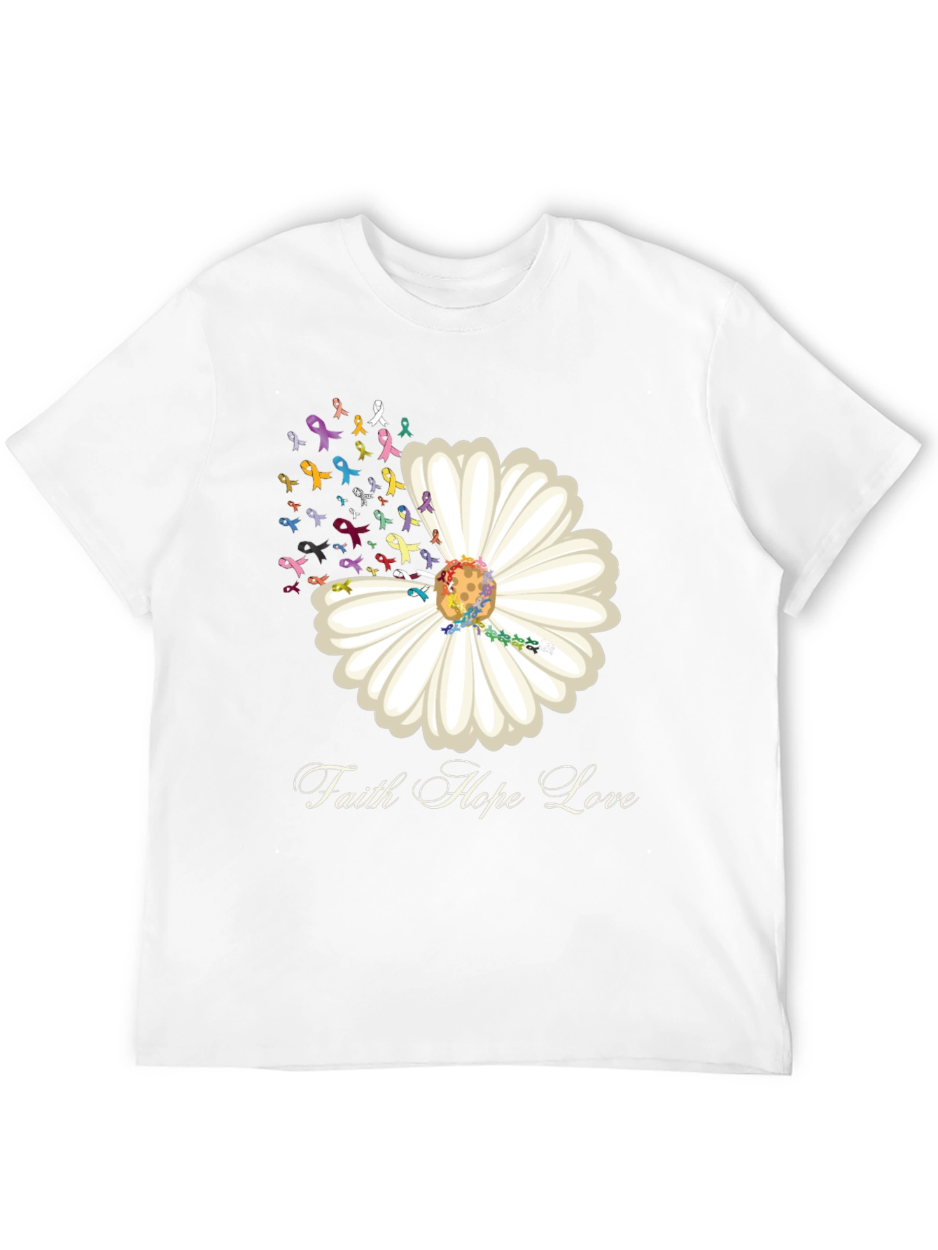 Faith Hope Love Daisy Ribbon T-Shirt