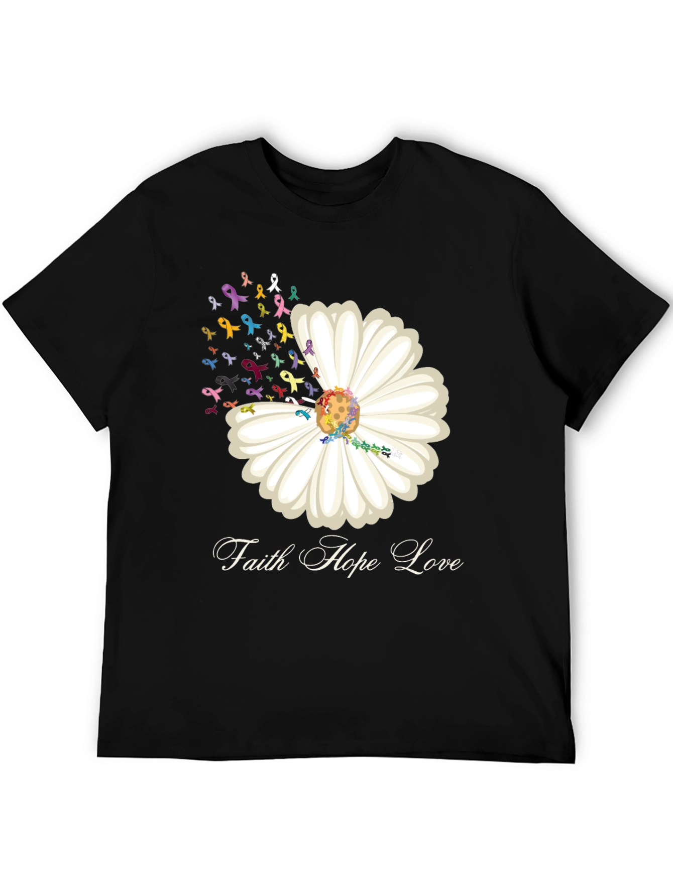 Faith Hope Love Daisy Ribbon T-Shirt