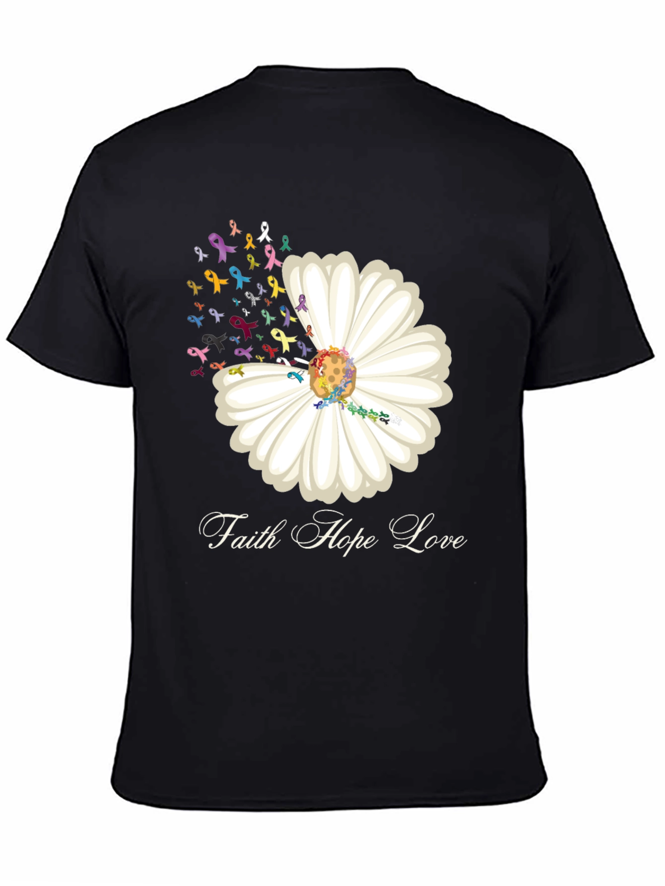 Faith Hope Love Daisy Ribbon T-Shirt