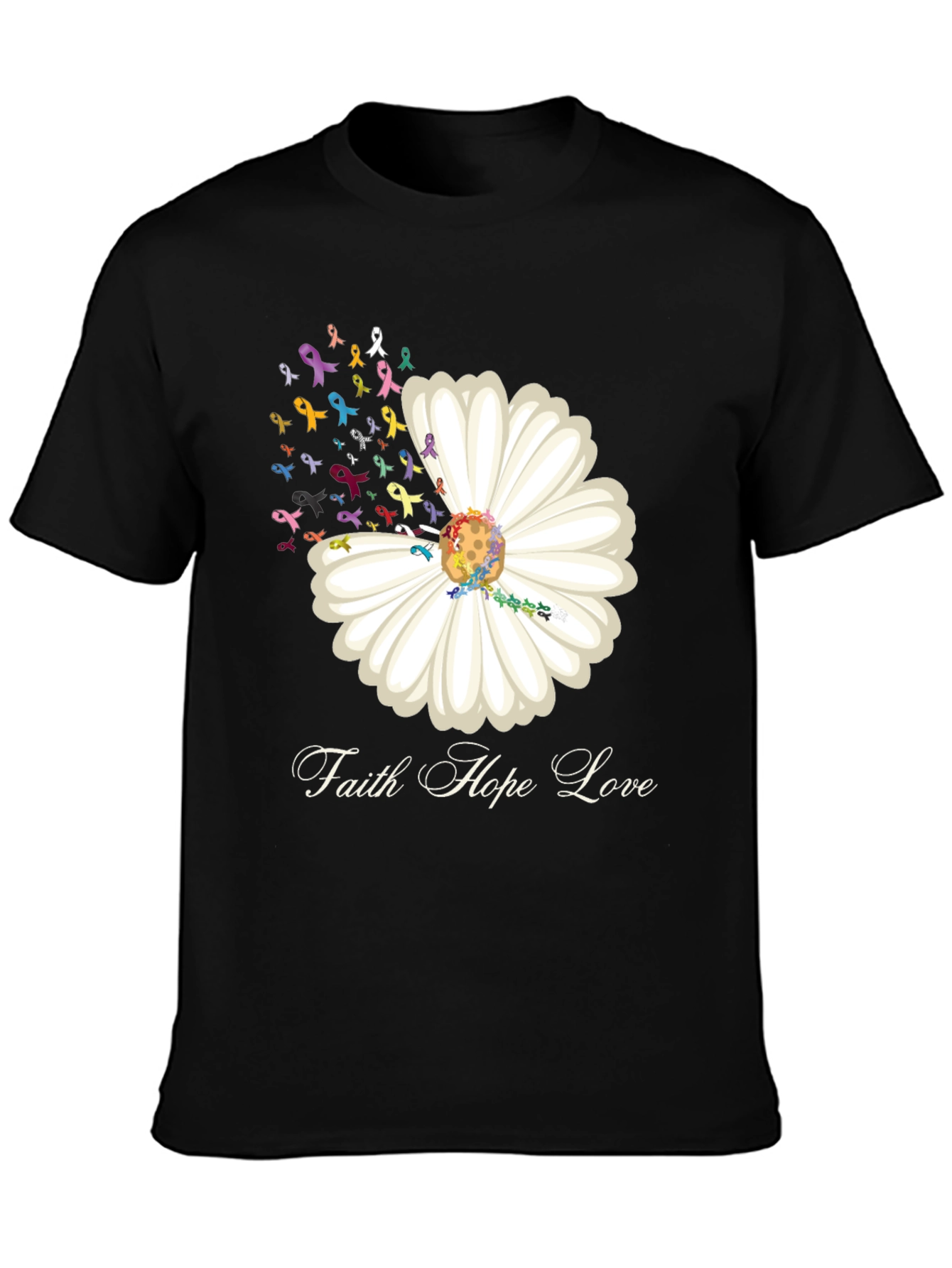 Faith Hope Love Daisy Ribbon T-Shirt