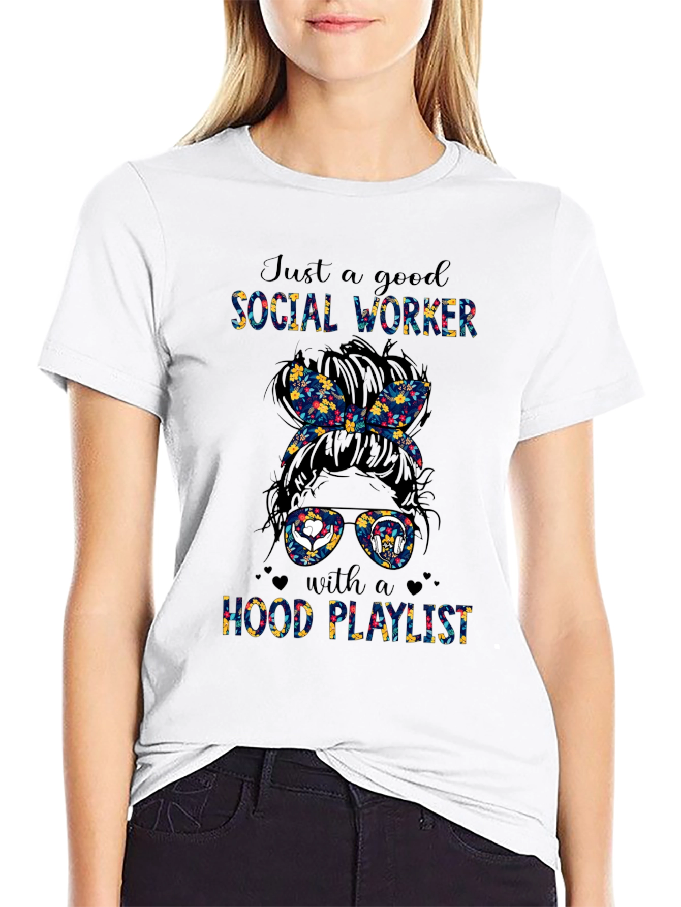 Social Worker Messy Bun T-Shirt