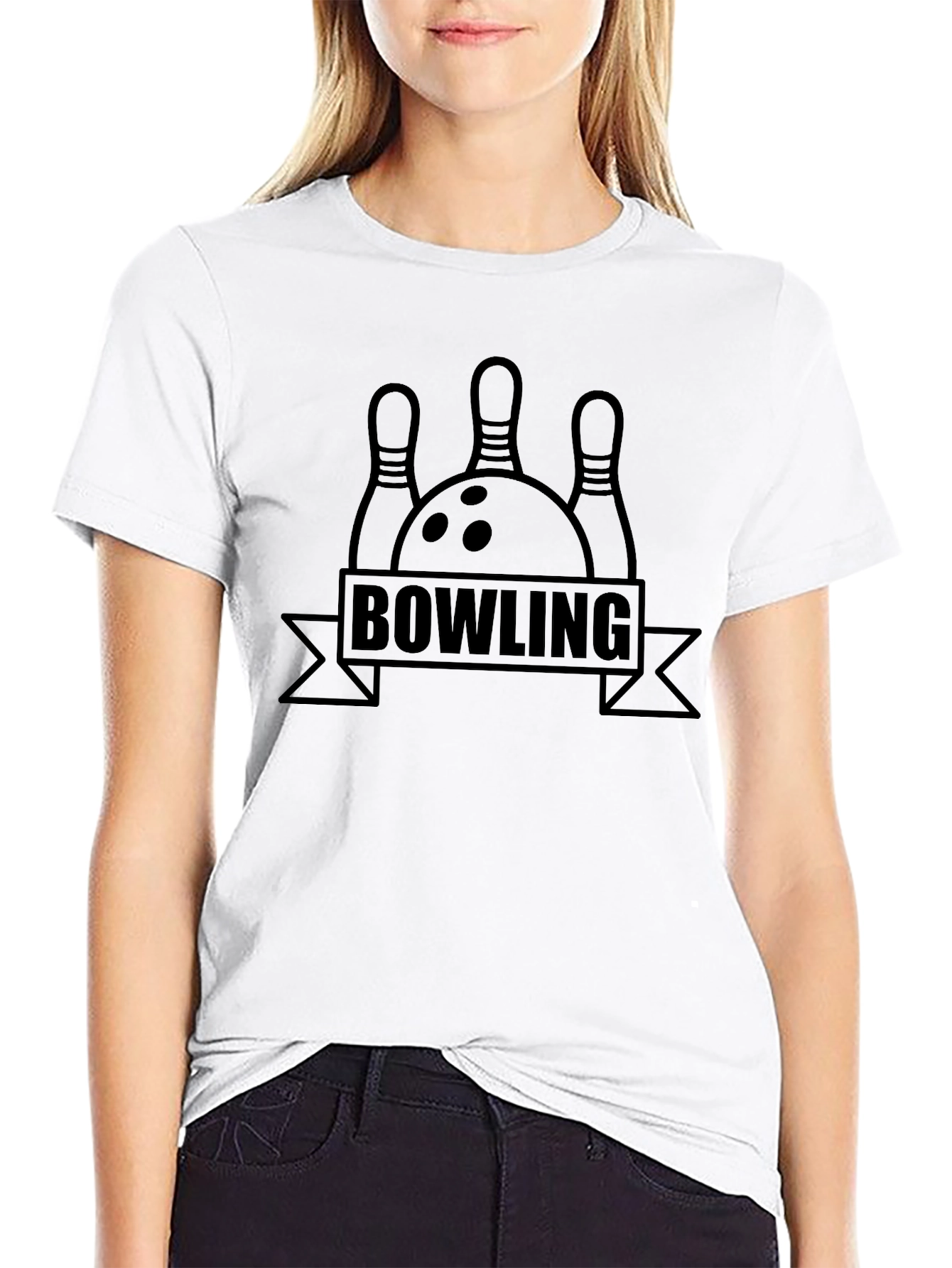 Bowling Pins & Ball Graphic Tee - Black