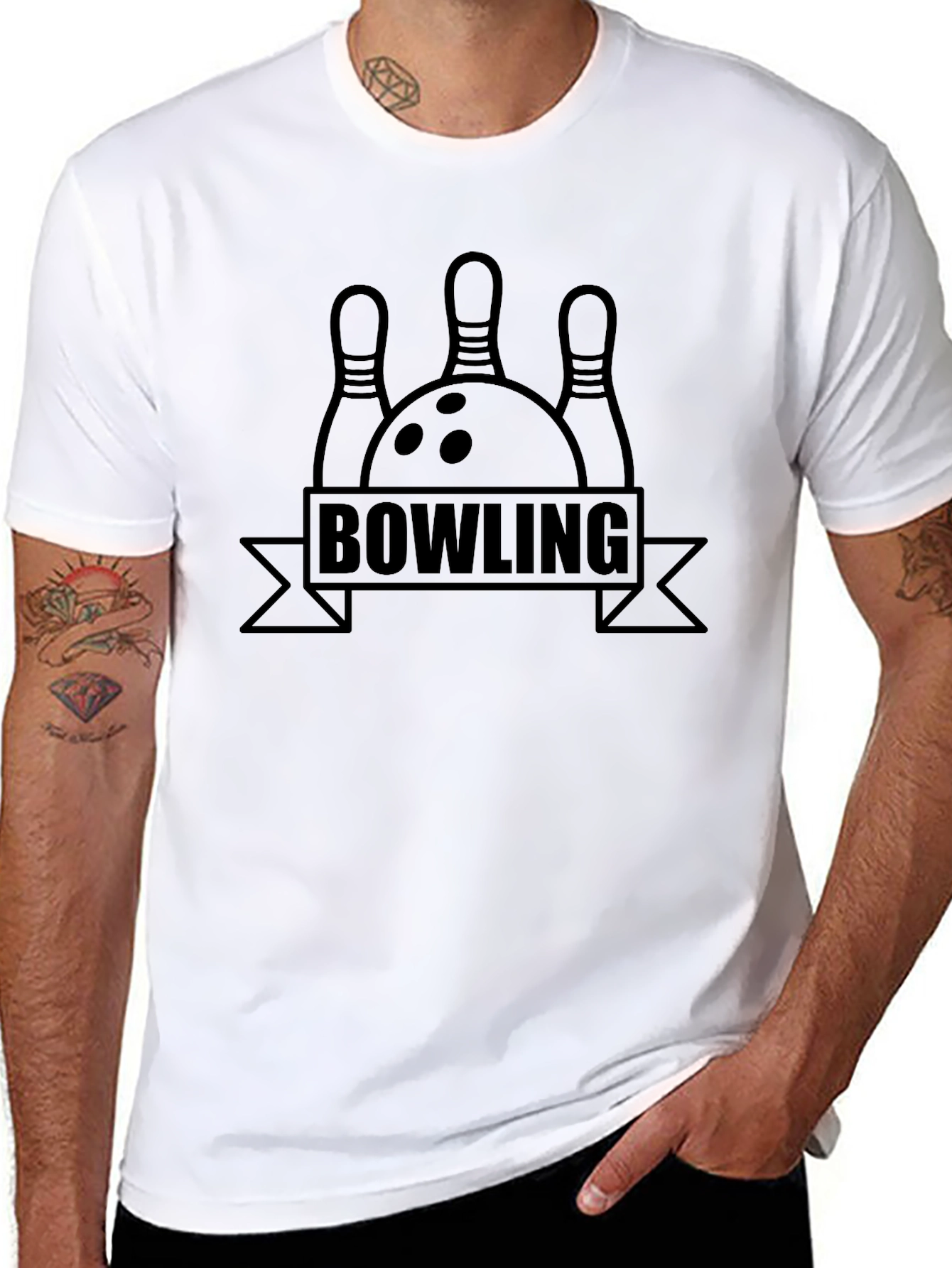 Bowling Pins & Ball Graphic Tee - Black