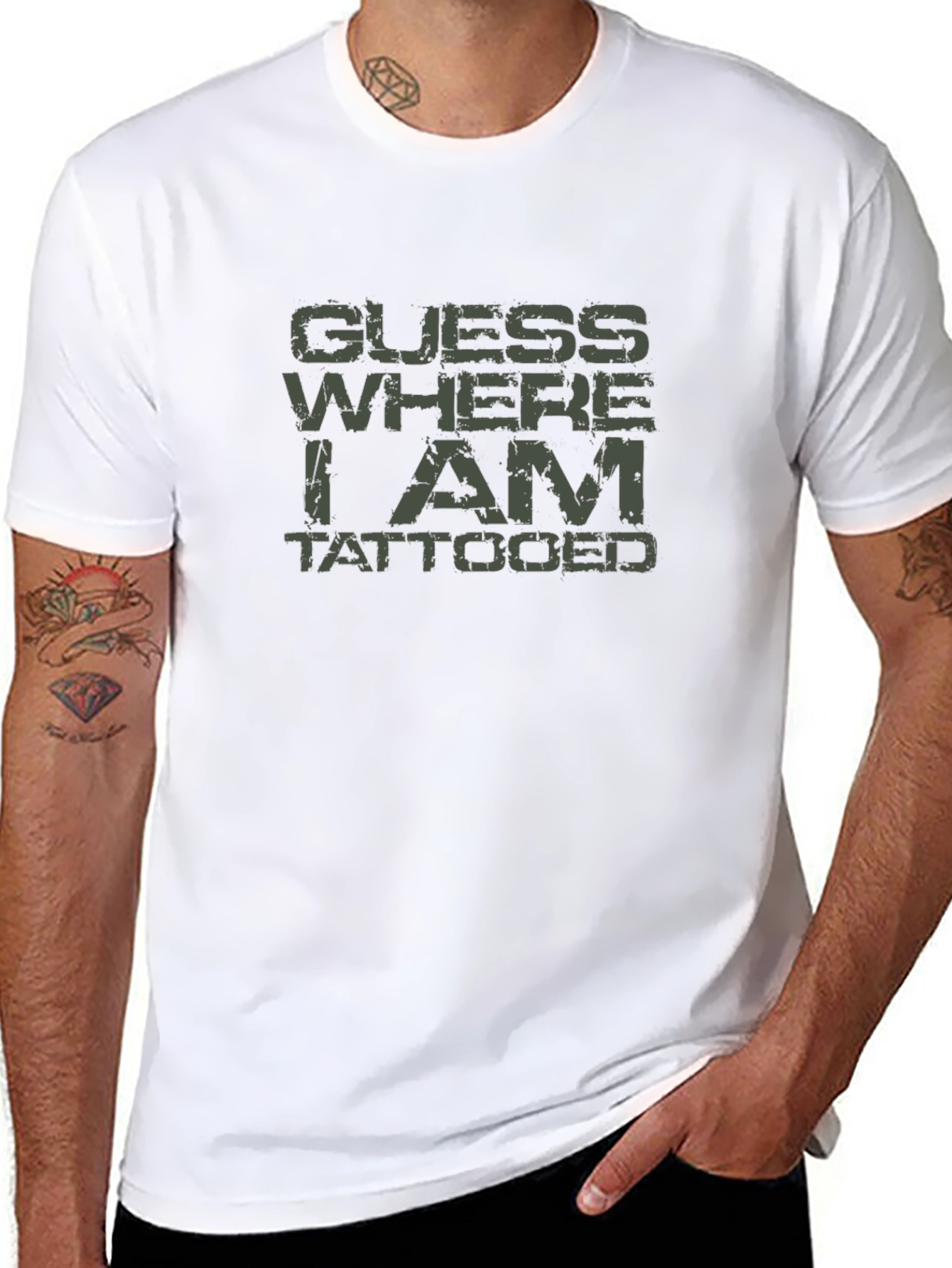 Guess Where I Am Tattooed Black T-Shirt