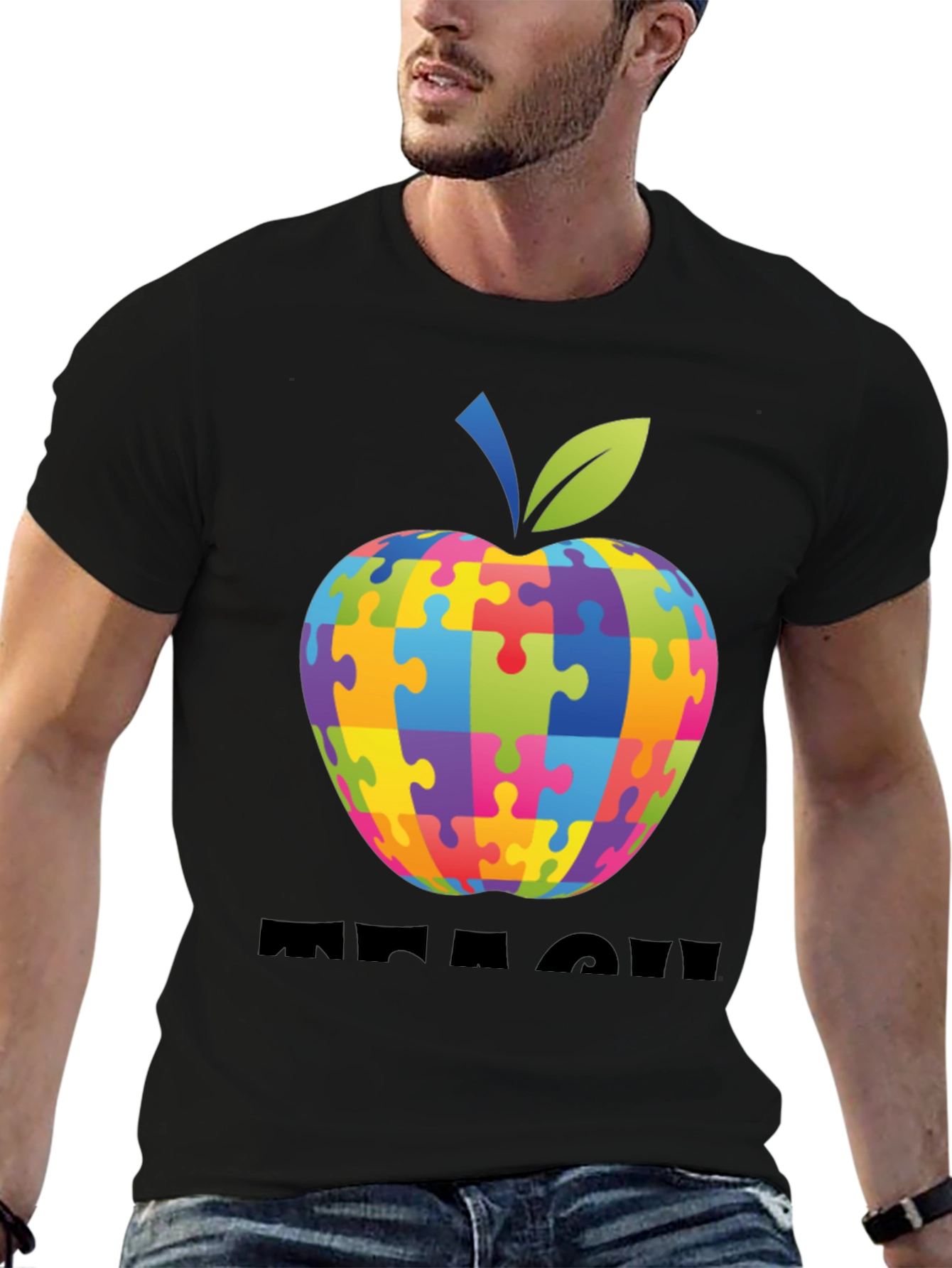 Autism Awareness Puzzle Apple Teach T-Shirt