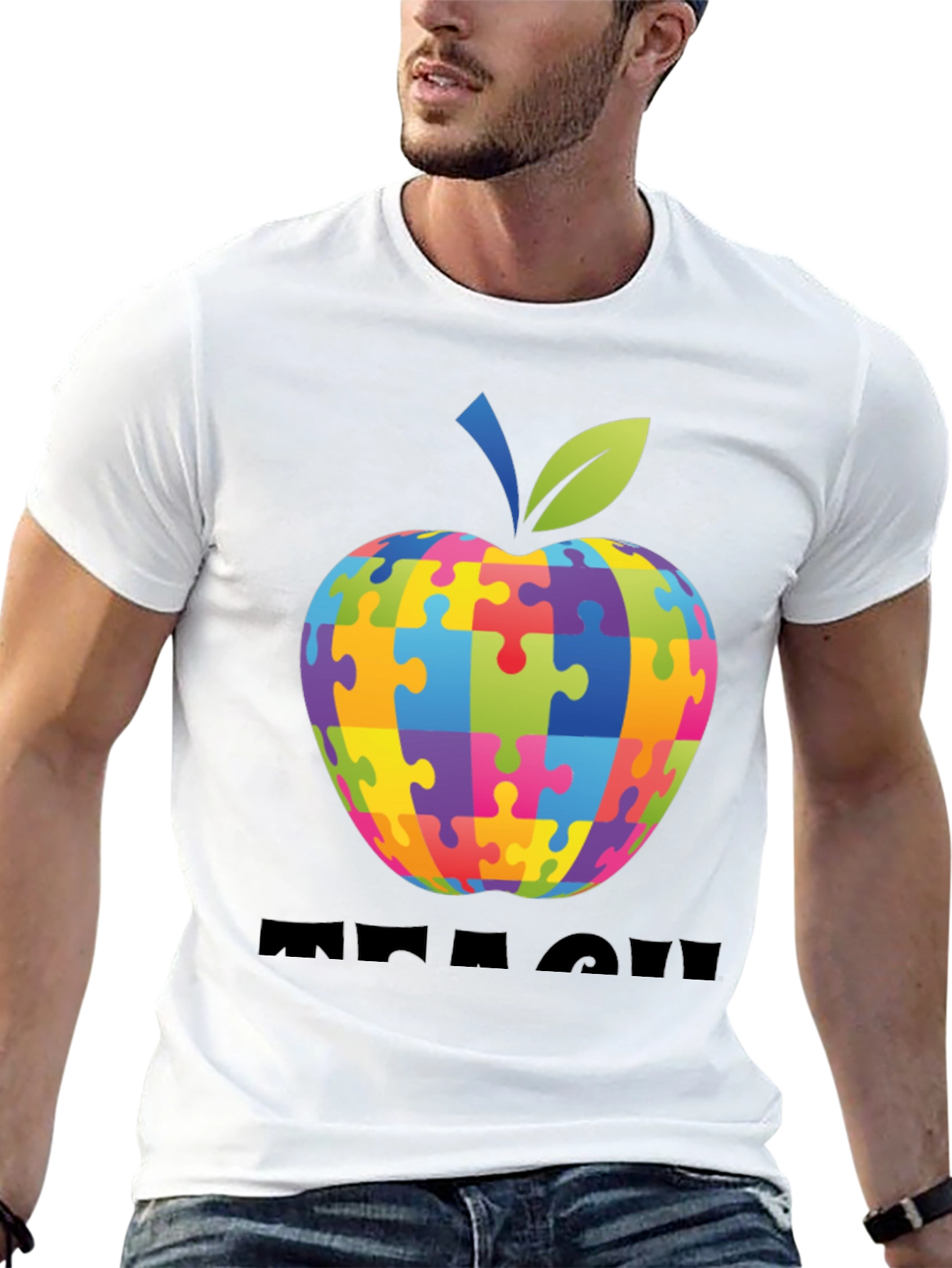 Autism Awareness Puzzle Apple Teach T-Shirt