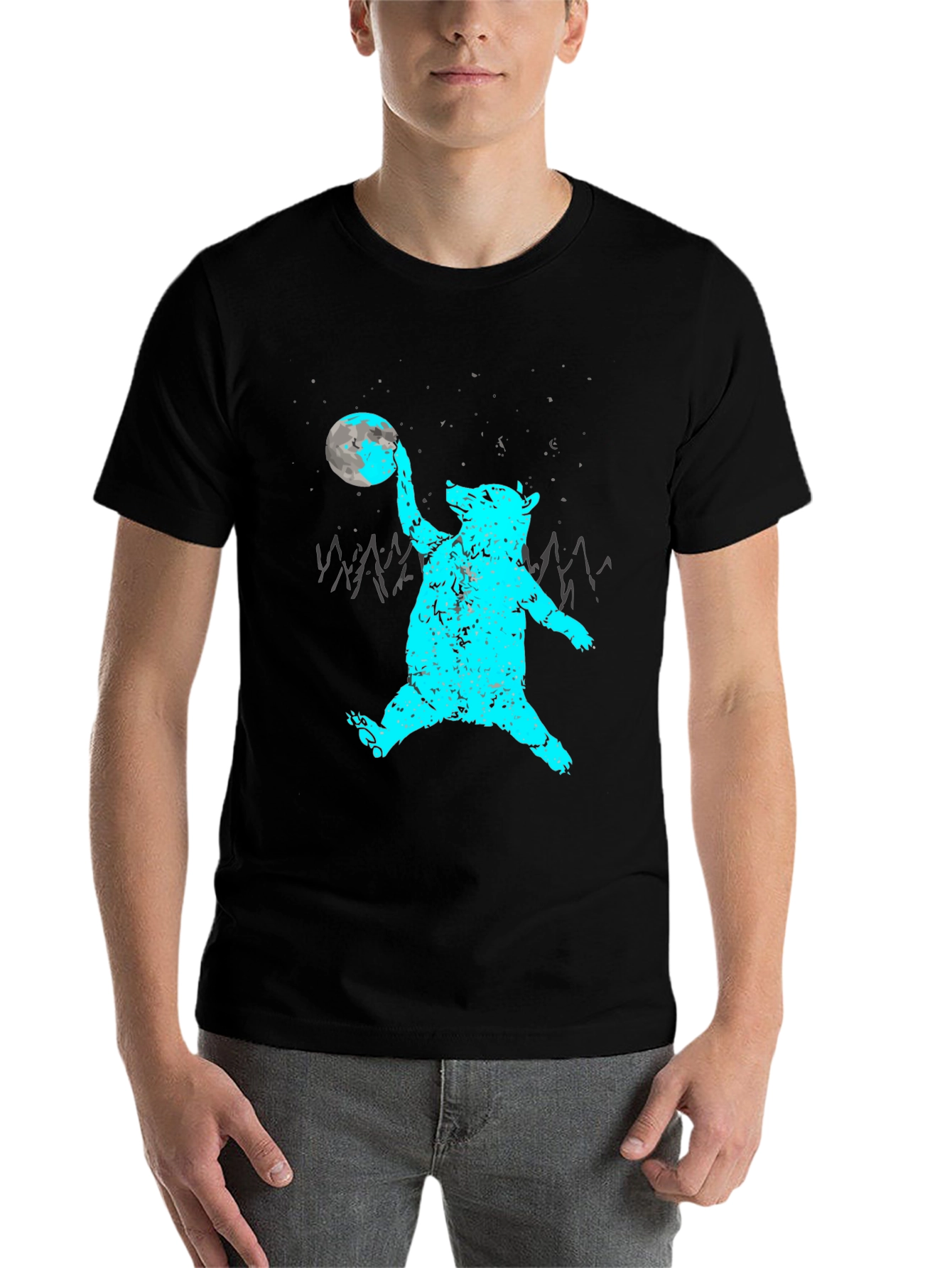 Bear Moon Graphic Tee - Black