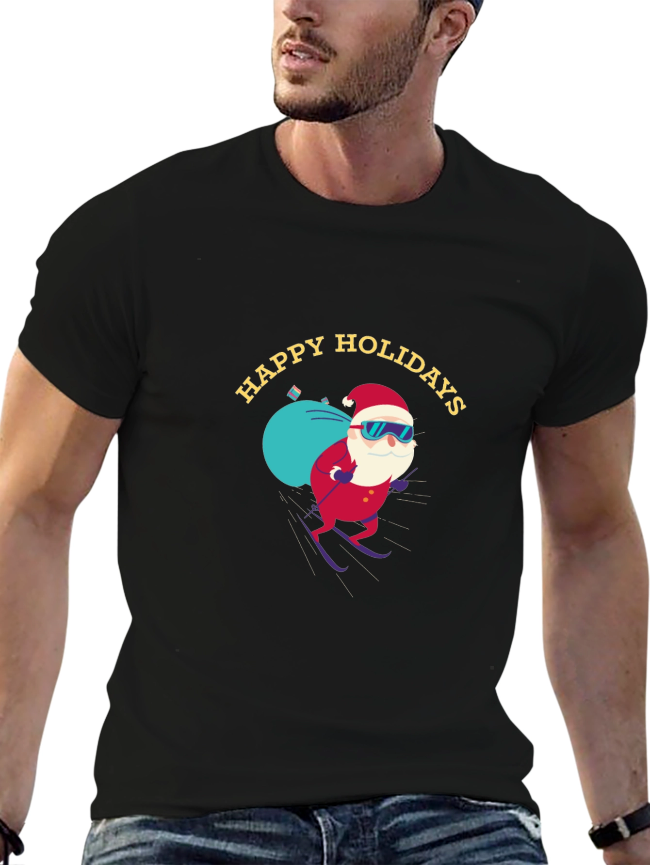 Happy Holidays Santa Skiing T-Shirt
