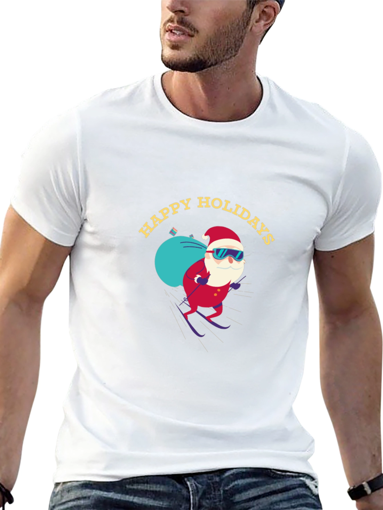 Happy Holidays Santa Skiing T-Shirt