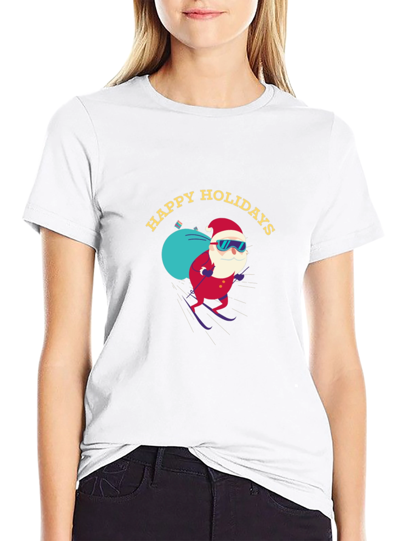 Happy Holidays Santa Skiing T-Shirt