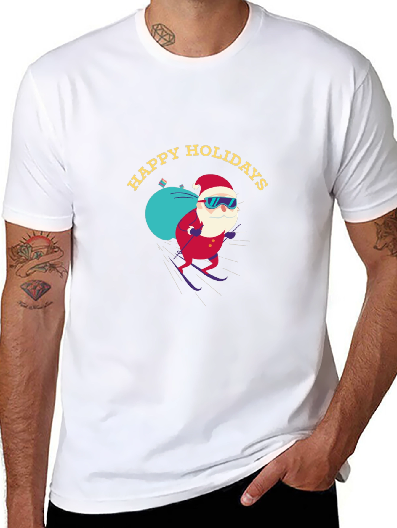 Happy Holidays Santa Skiing T-Shirt