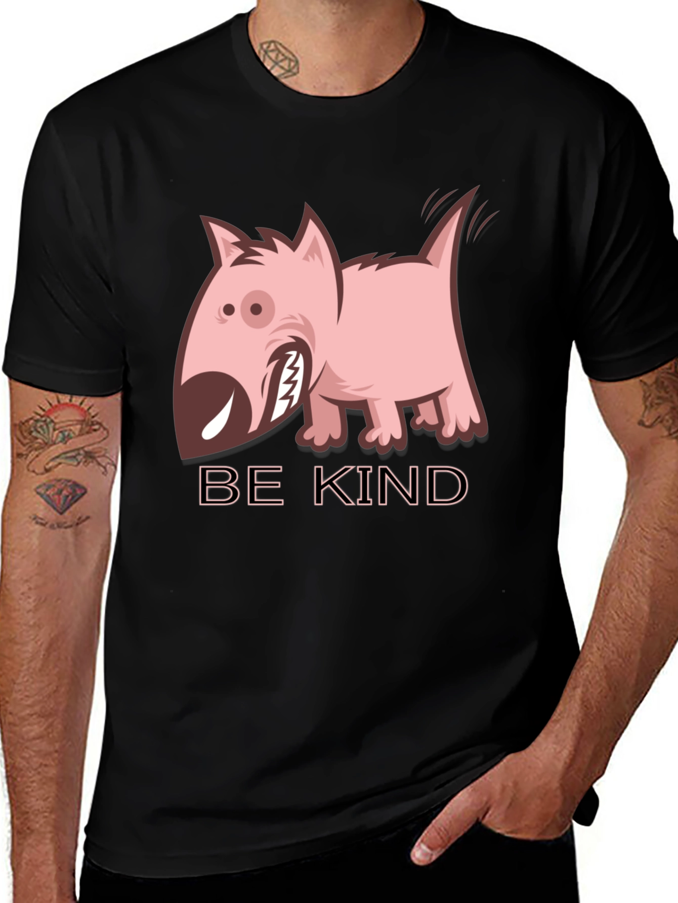 Be Kind Dog Graphic Black T-Shirt