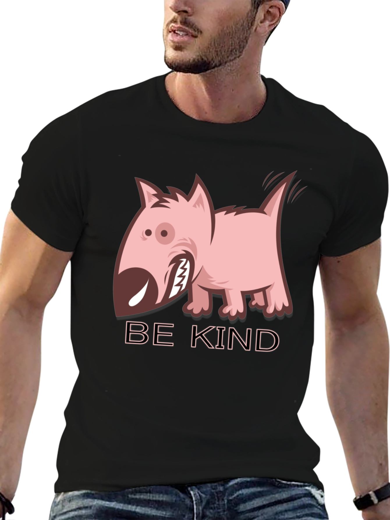 Be Kind Dog Graphic Black T-Shirt