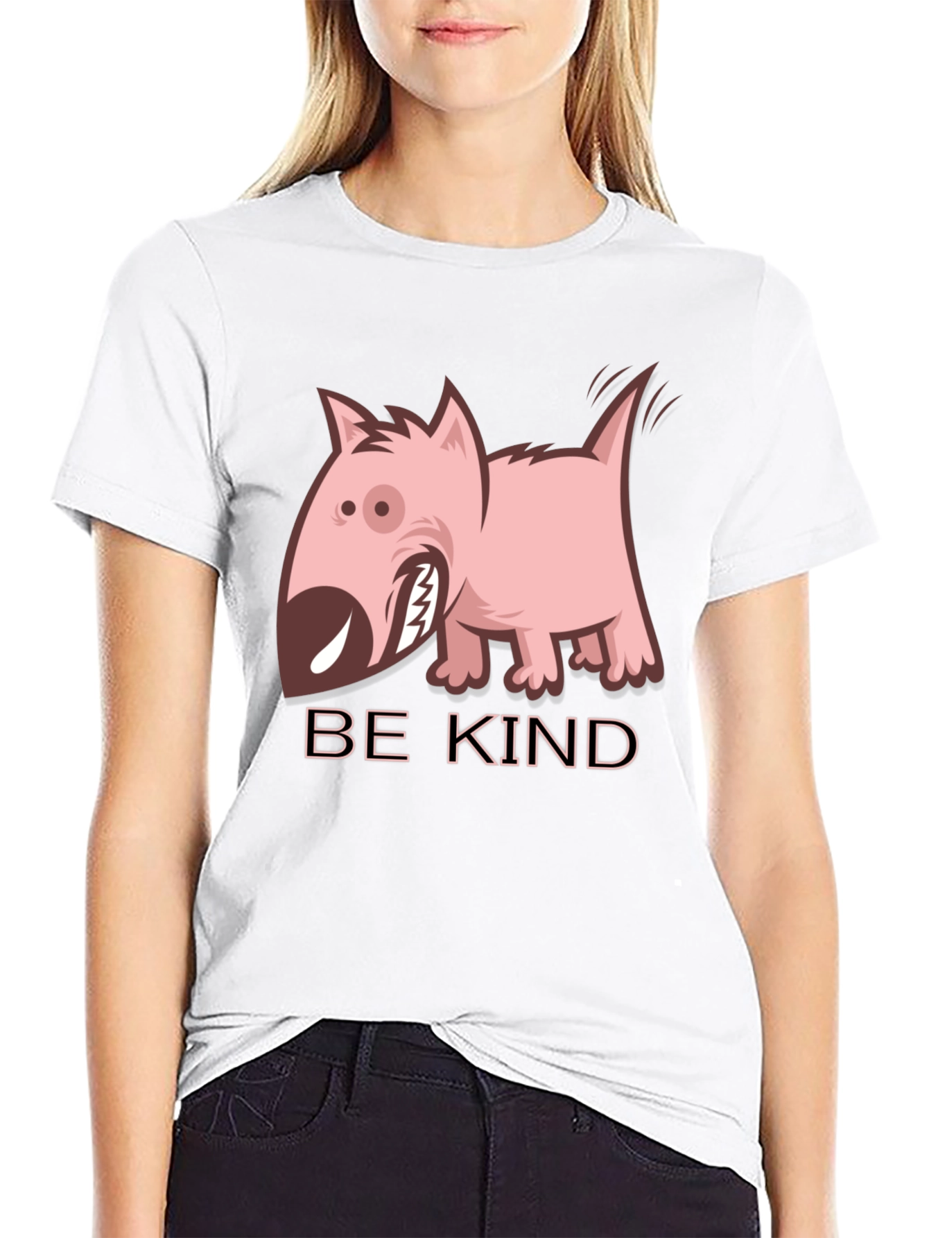 Be Kind Dog Graphic Black T-Shirt