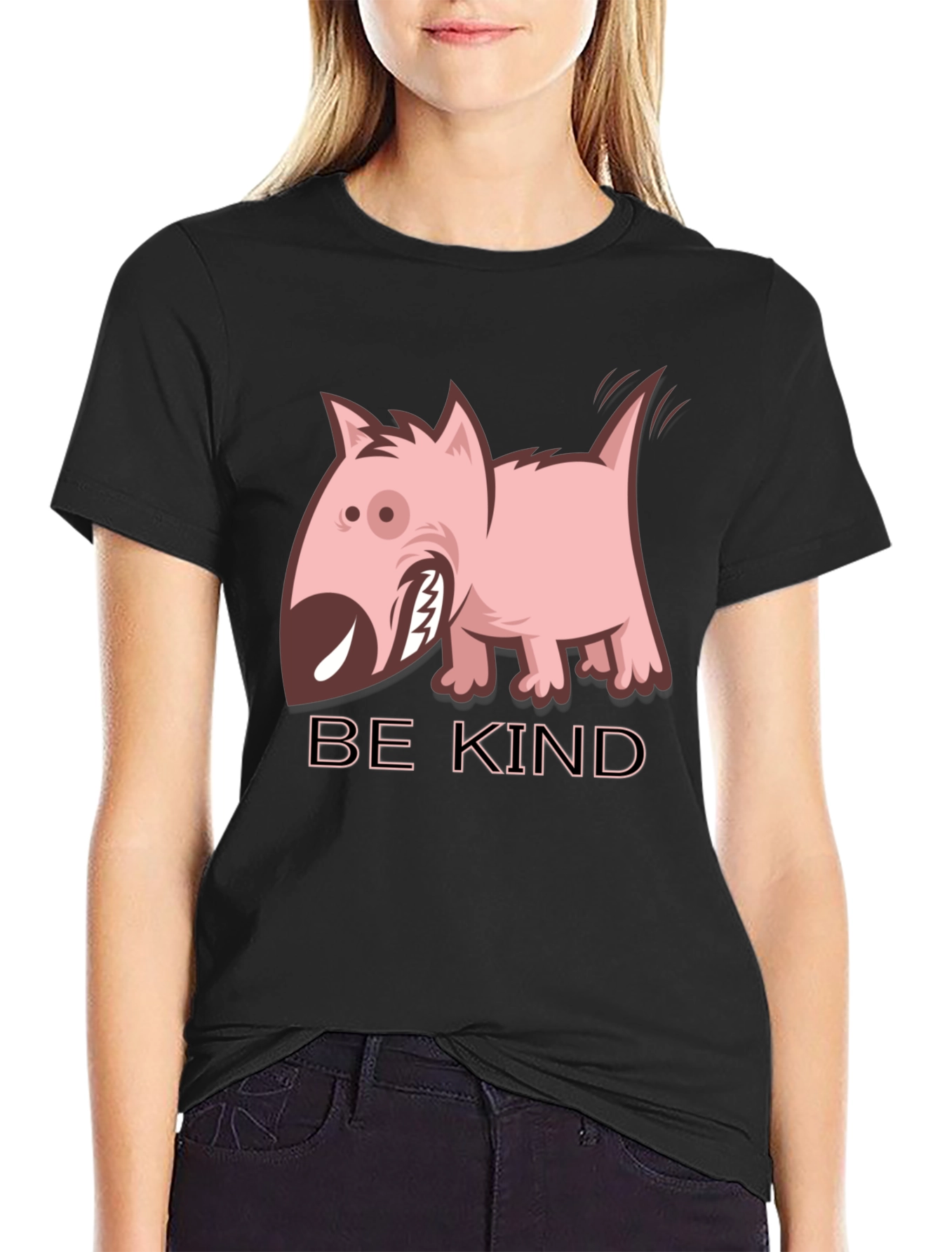 Be Kind Dog Graphic Black T-Shirt