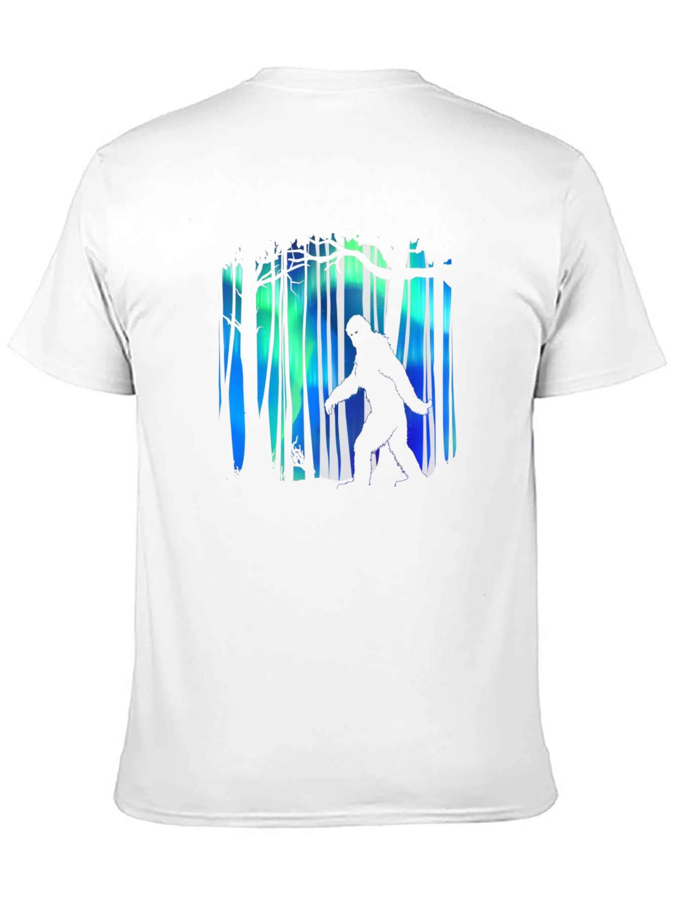 Bigfoot Aurora Borealis Mens Black T-Shirt