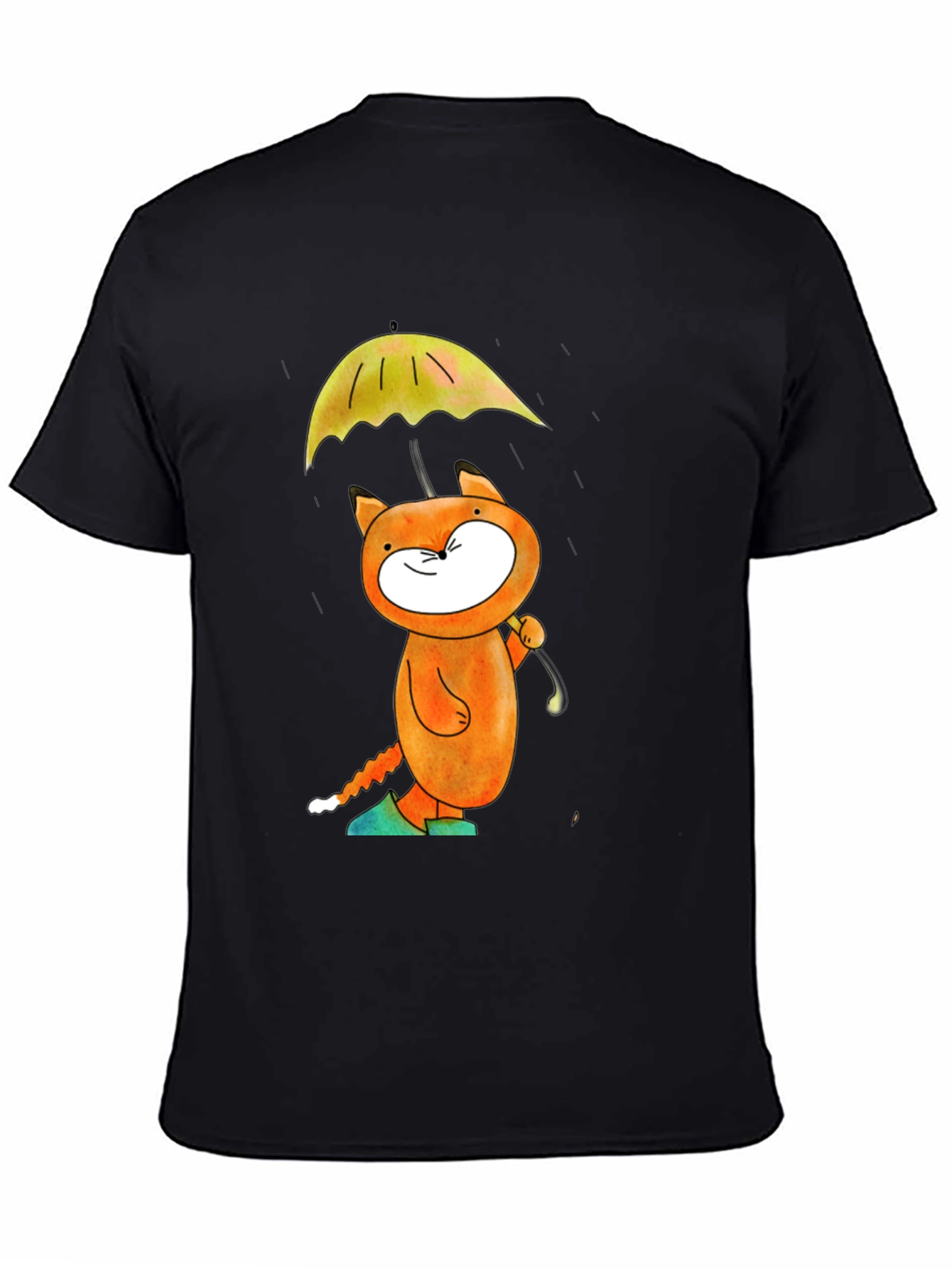 Whimsical Cat & Umbrella Graphic T-Shirt
