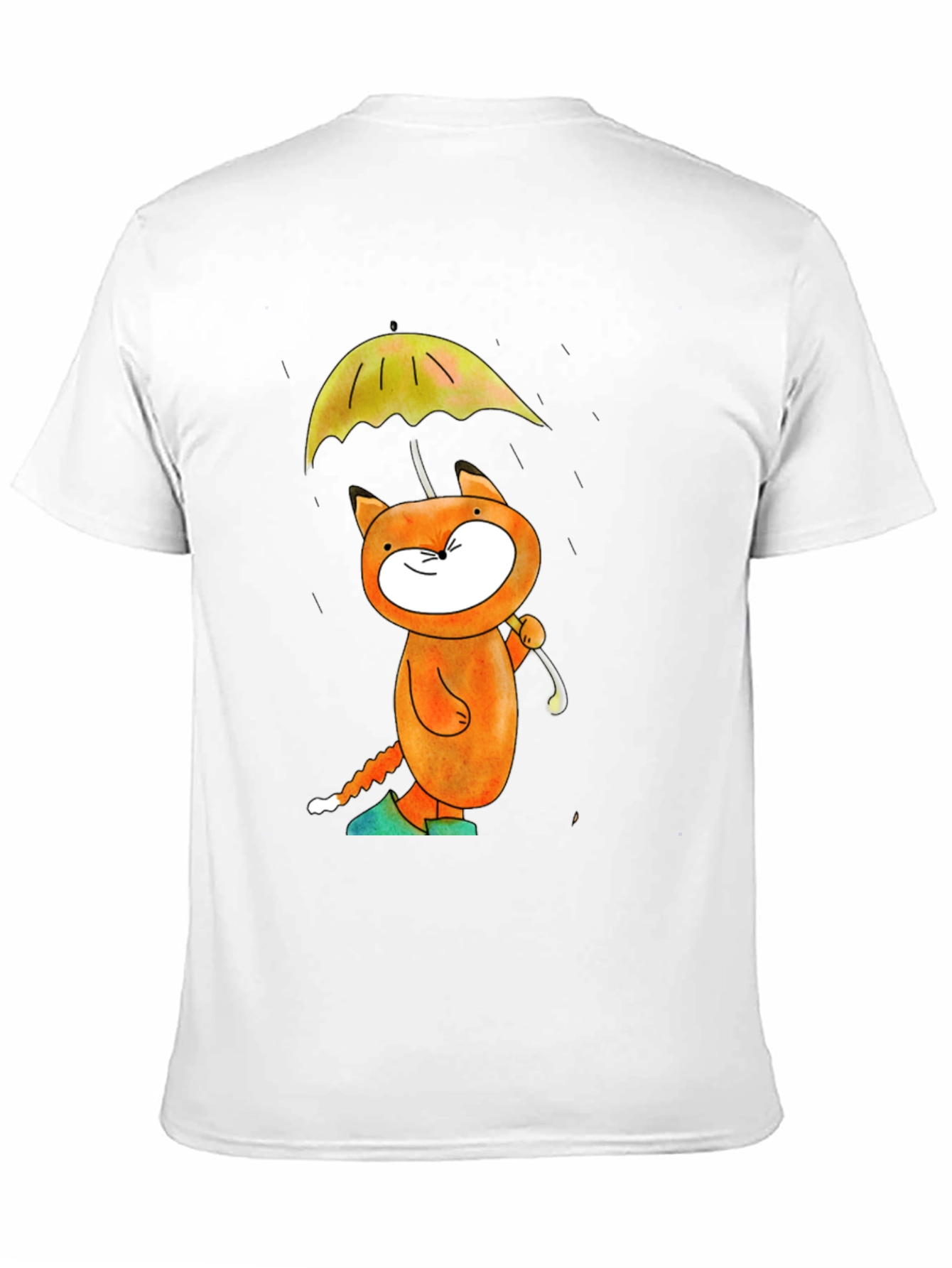 Whimsical Cat & Umbrella Graphic T-Shirt