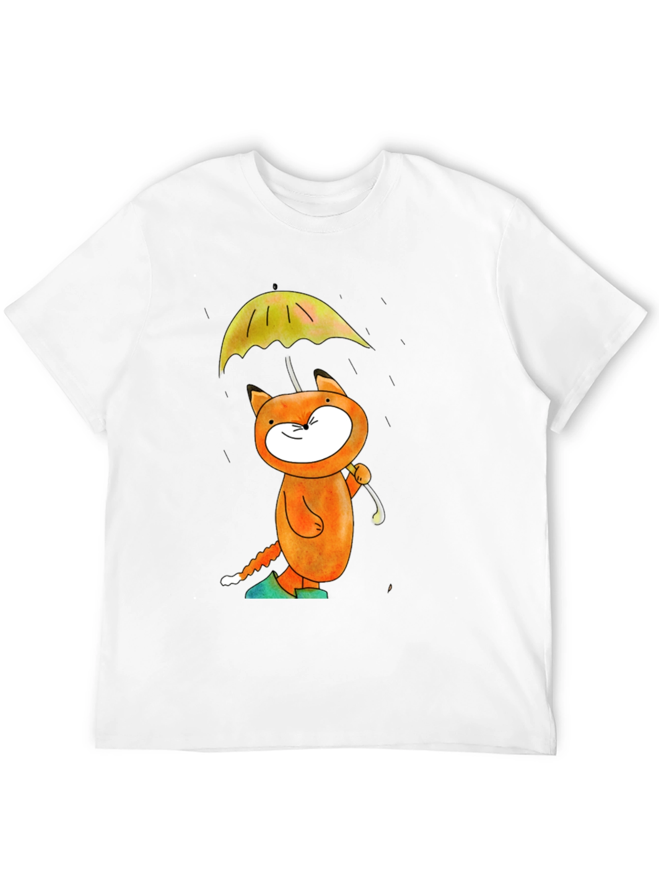 Whimsical Cat & Umbrella Graphic T-Shirt
