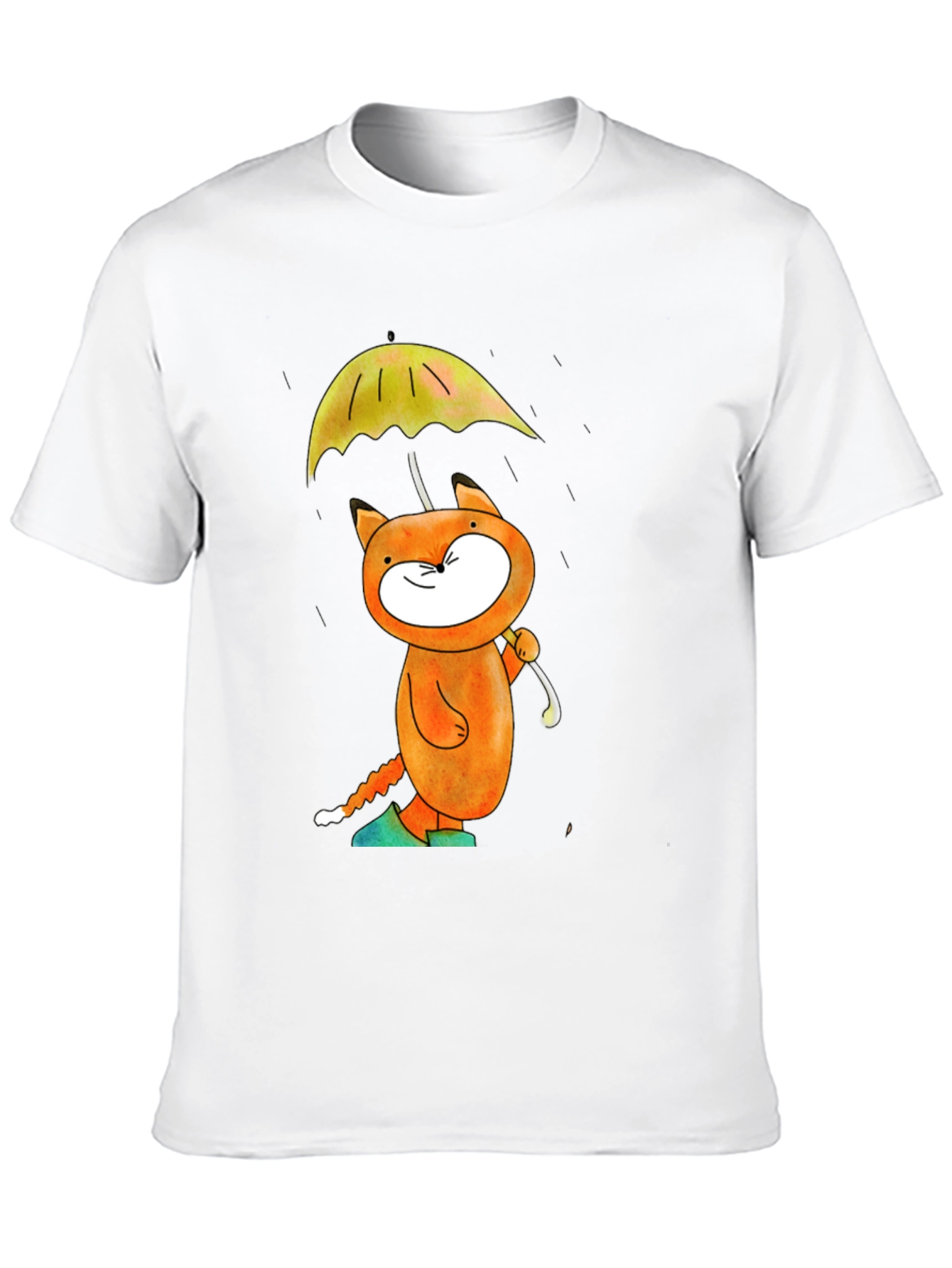 Whimsical Cat & Umbrella Graphic T-Shirt