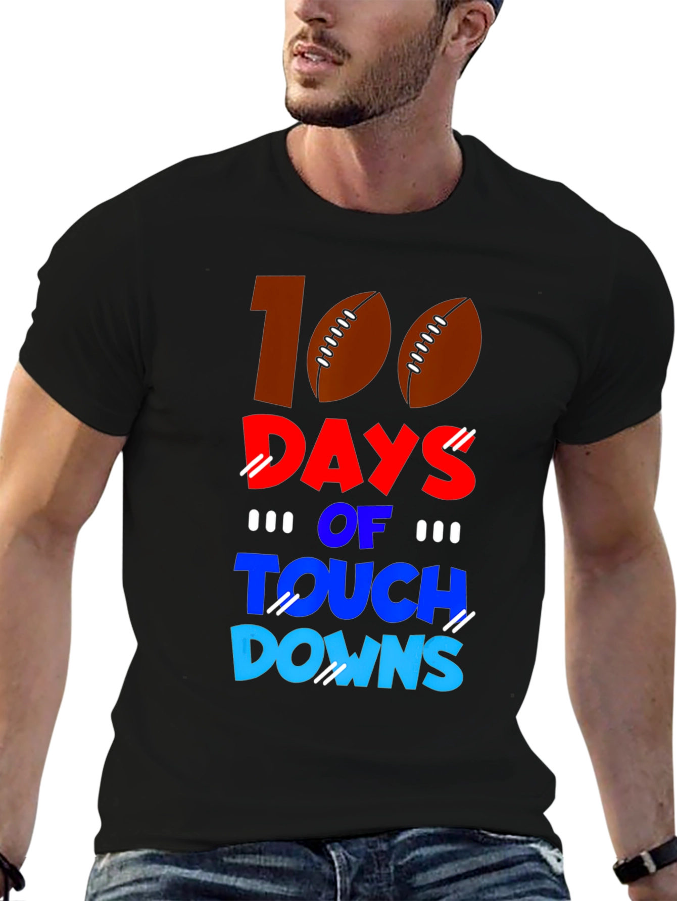 100 Days of Touchdowns Football T-Shirt