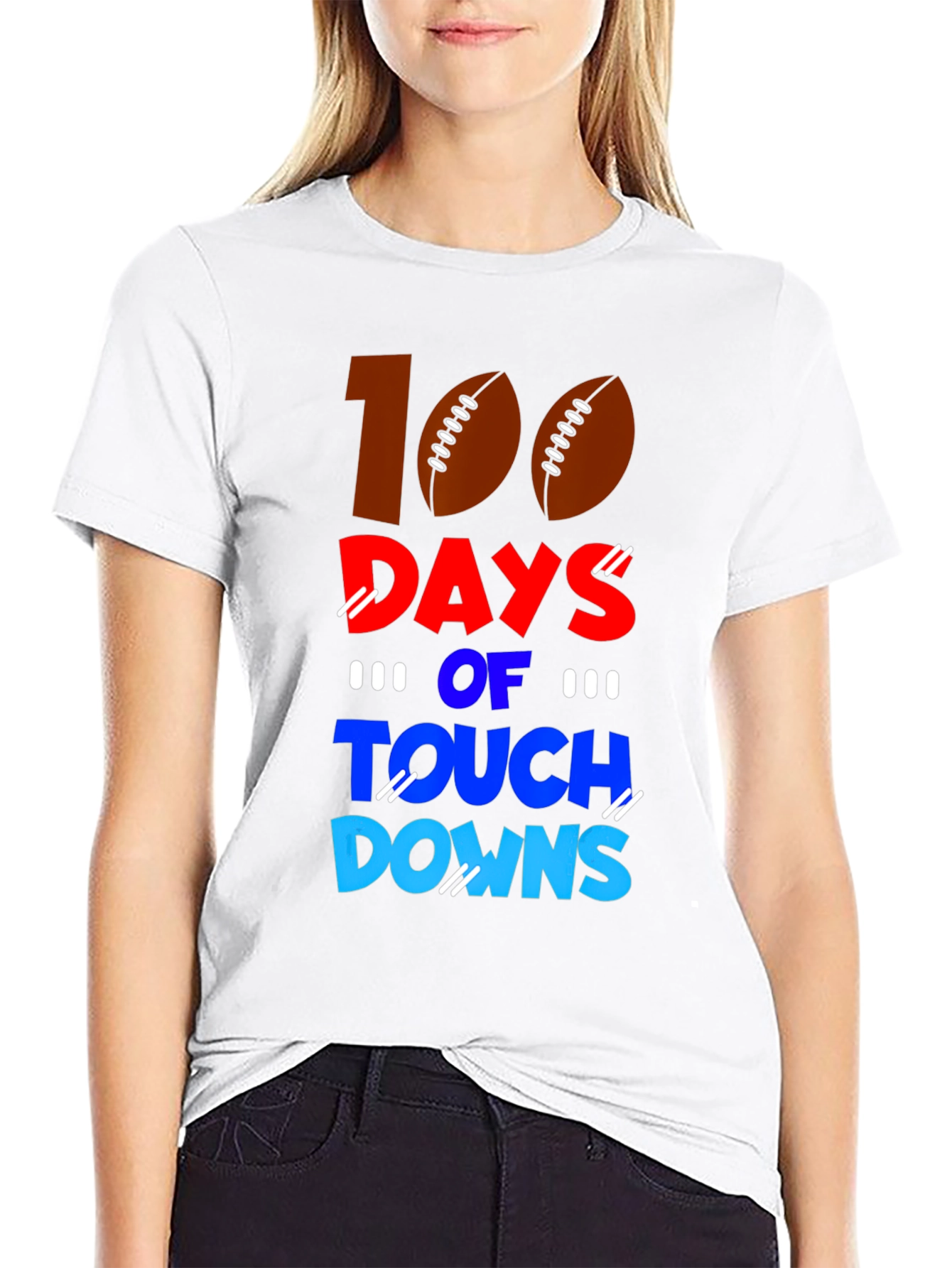 100 Days of Touchdowns Football T-Shirt