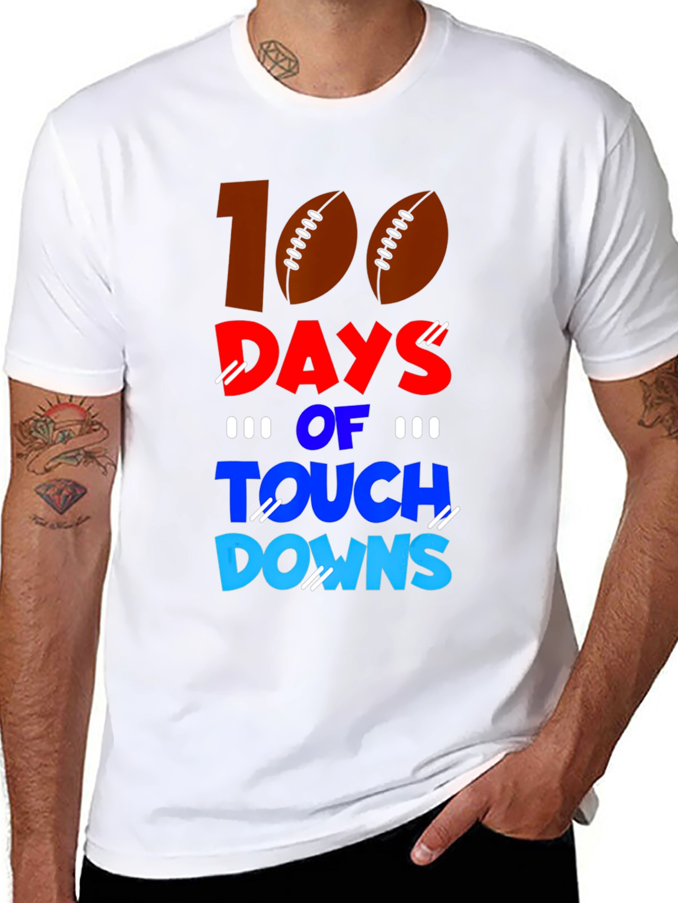100 Days of Touchdowns Football T-Shirt