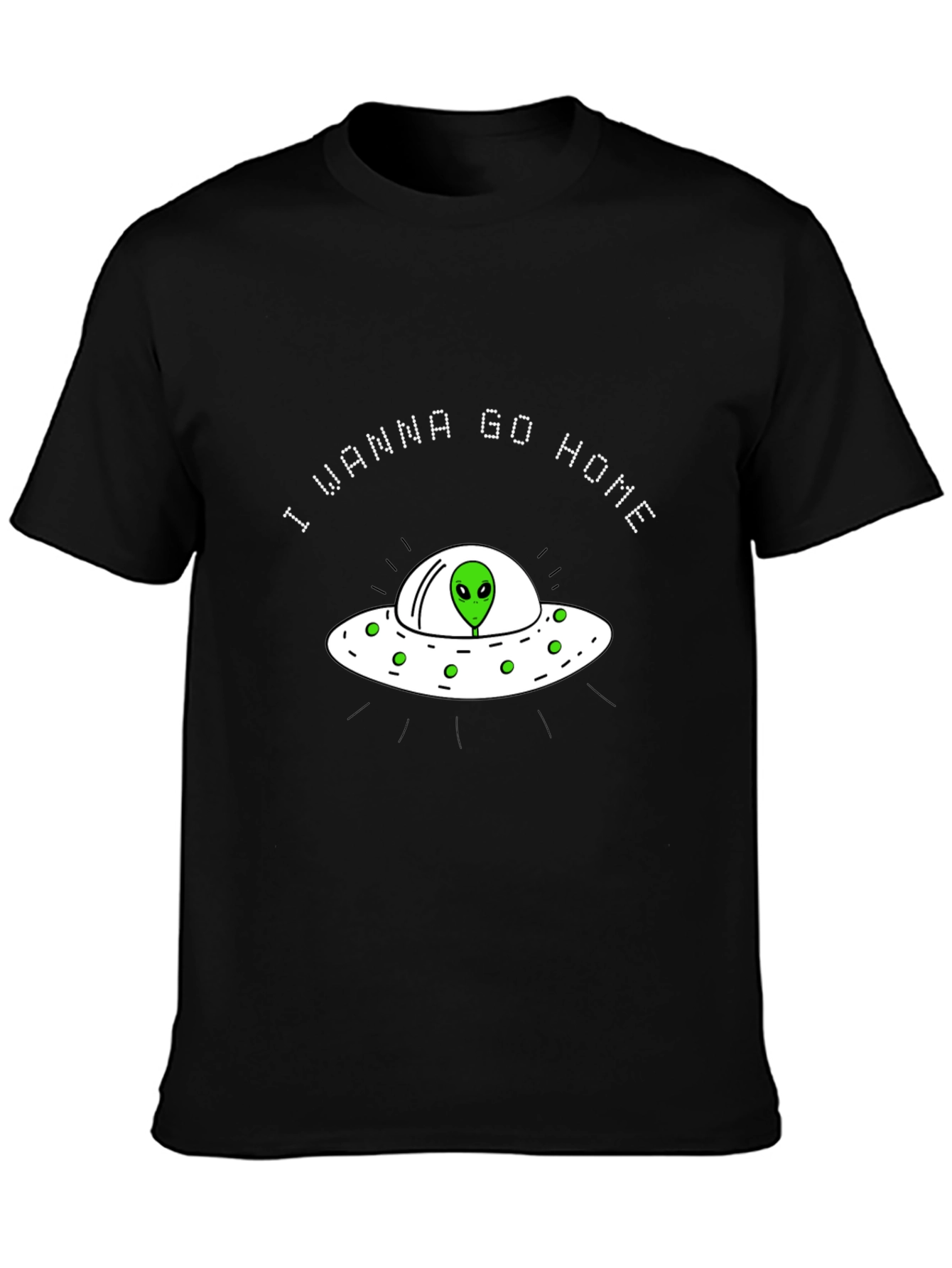 Alien UFO I Wanna Go Home Black T-Shirt