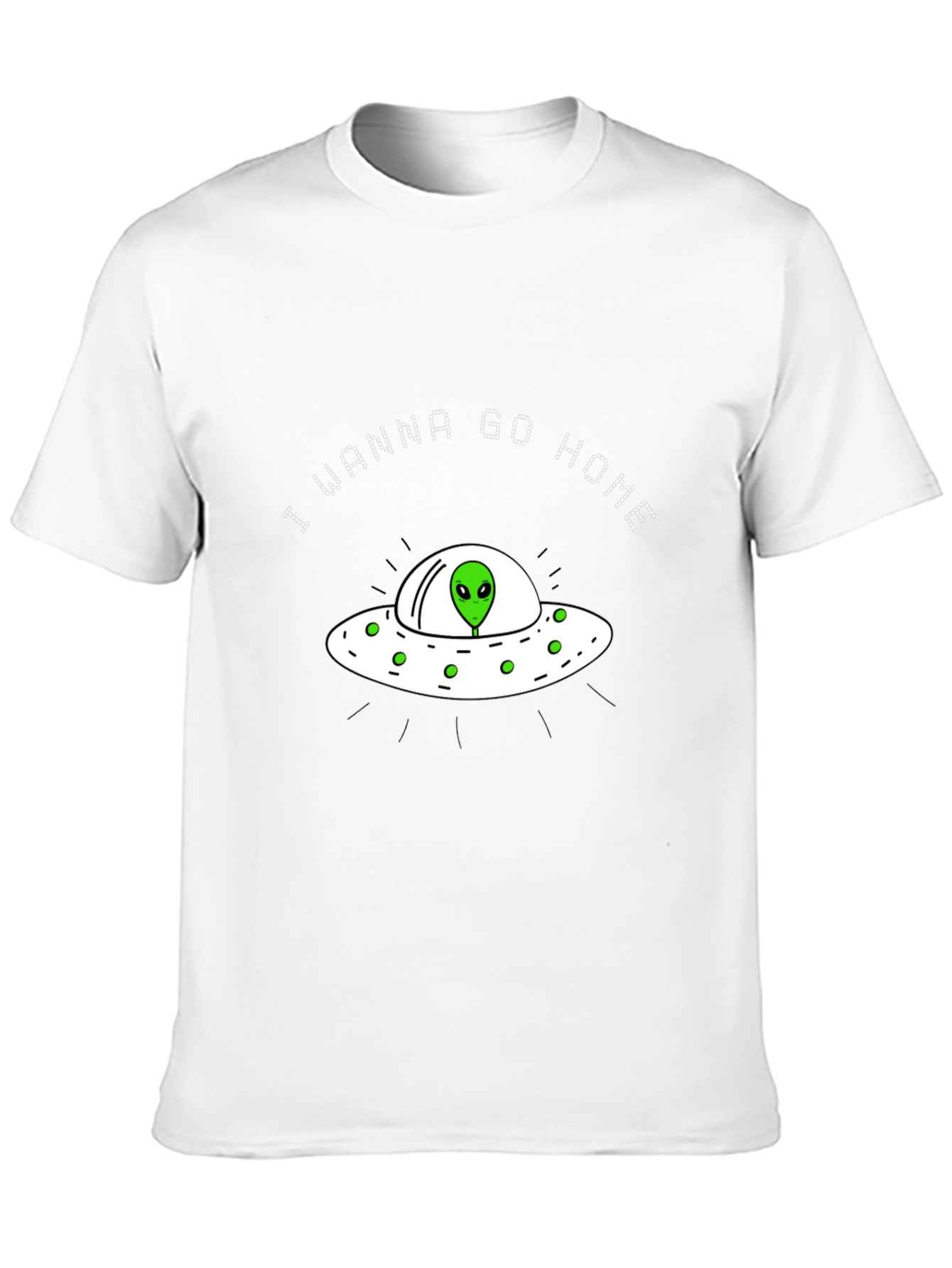 Alien UFO I Wanna Go Home Black T-Shirt