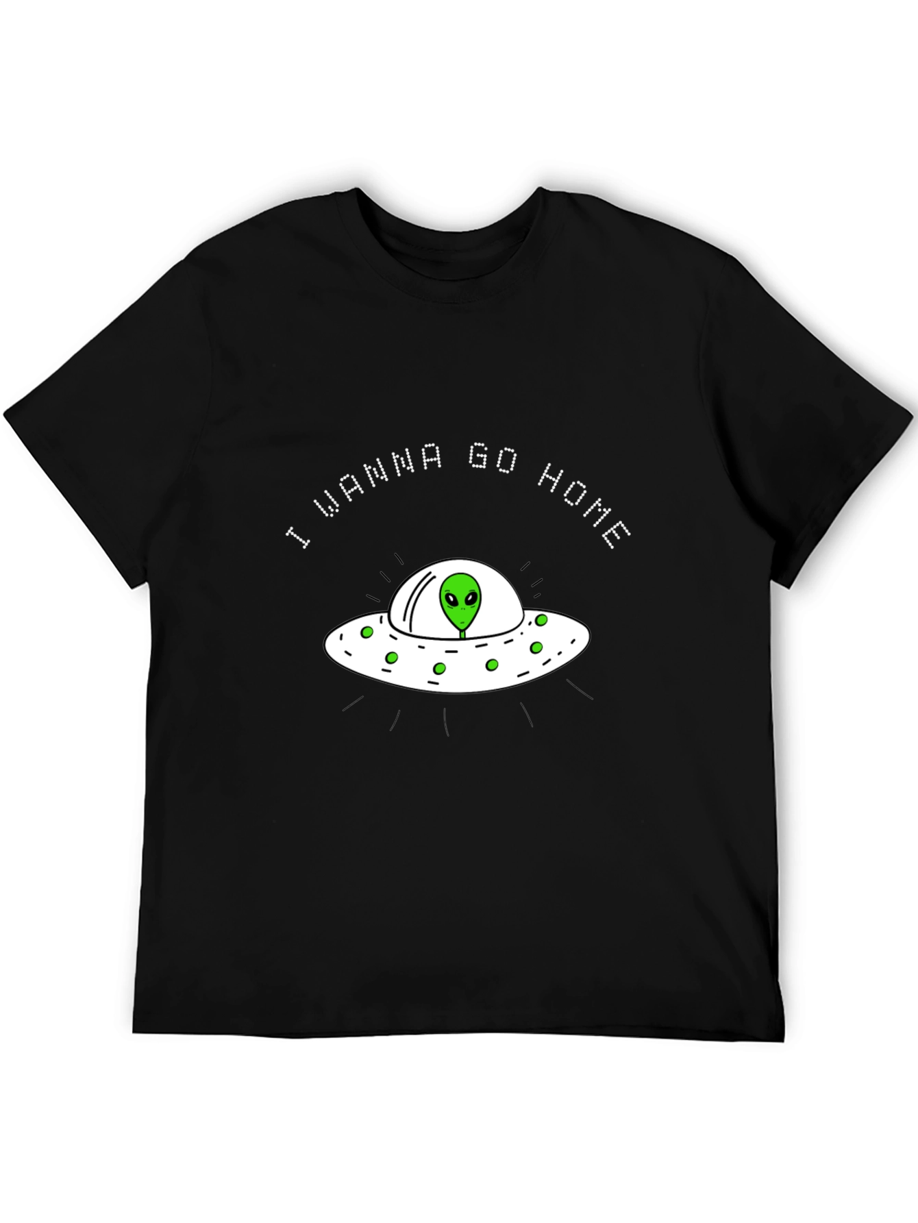 Alien UFO I Wanna Go Home Black T-Shirt