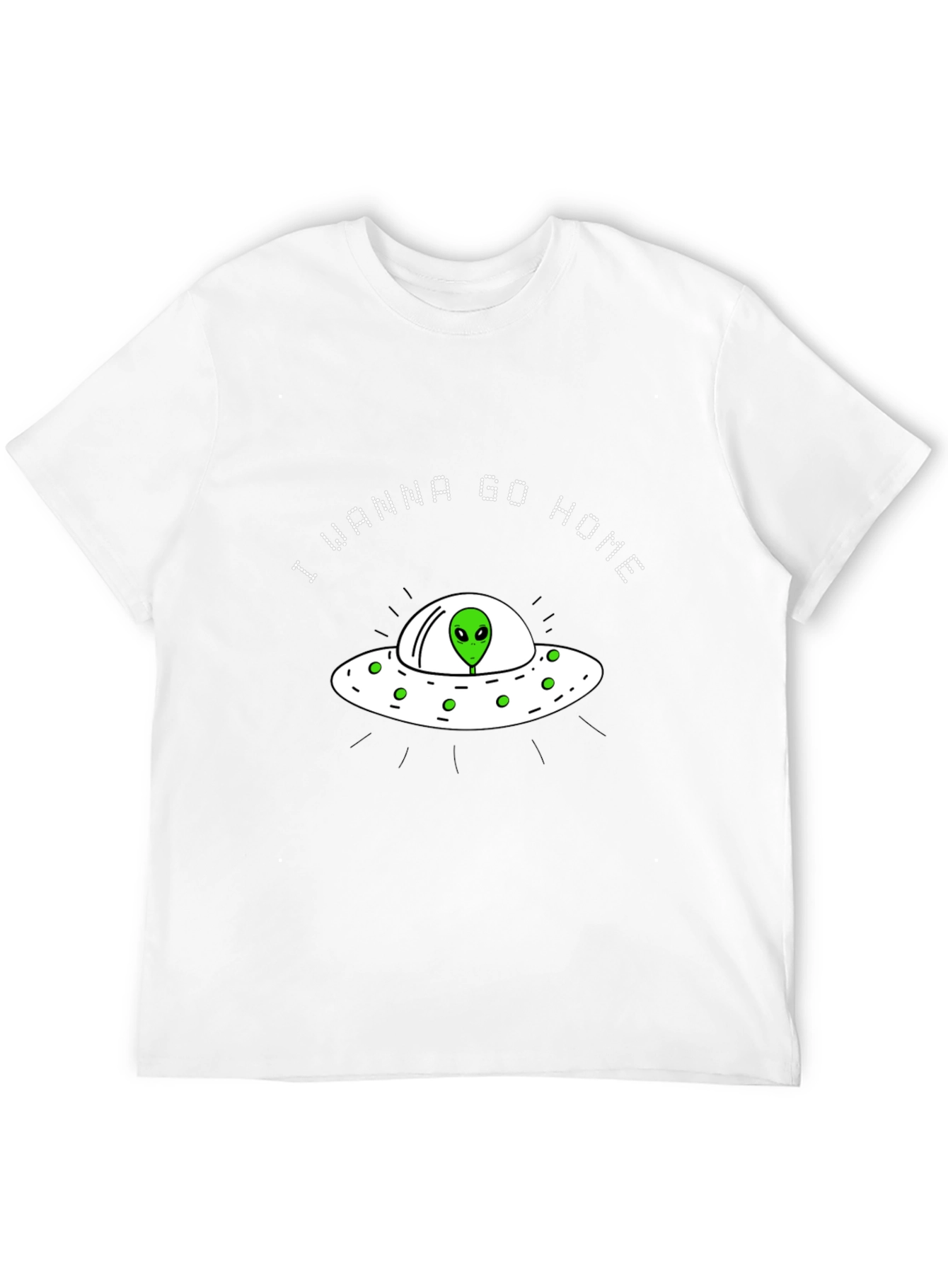 Alien UFO I Wanna Go Home Black T-Shirt