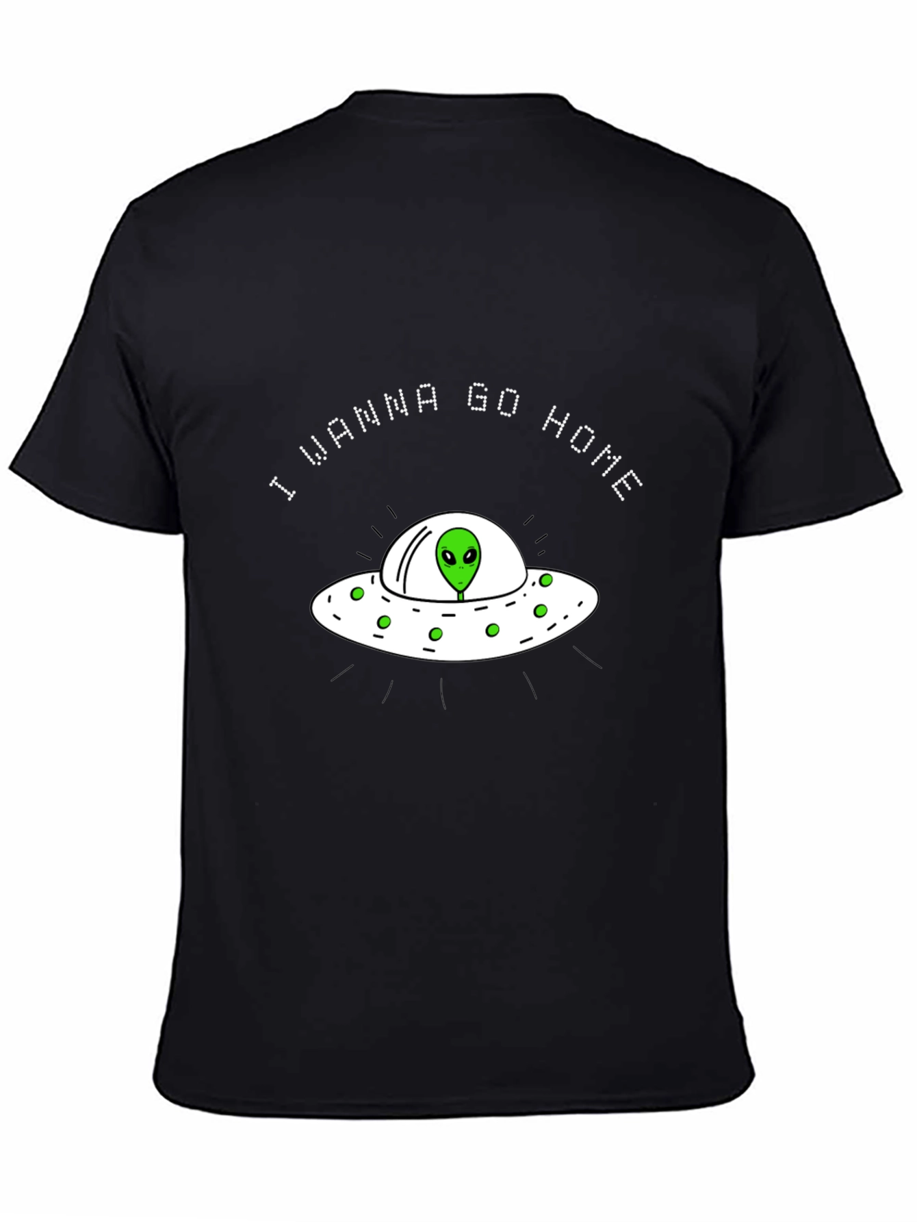 Alien UFO I Wanna Go Home Black T-Shirt