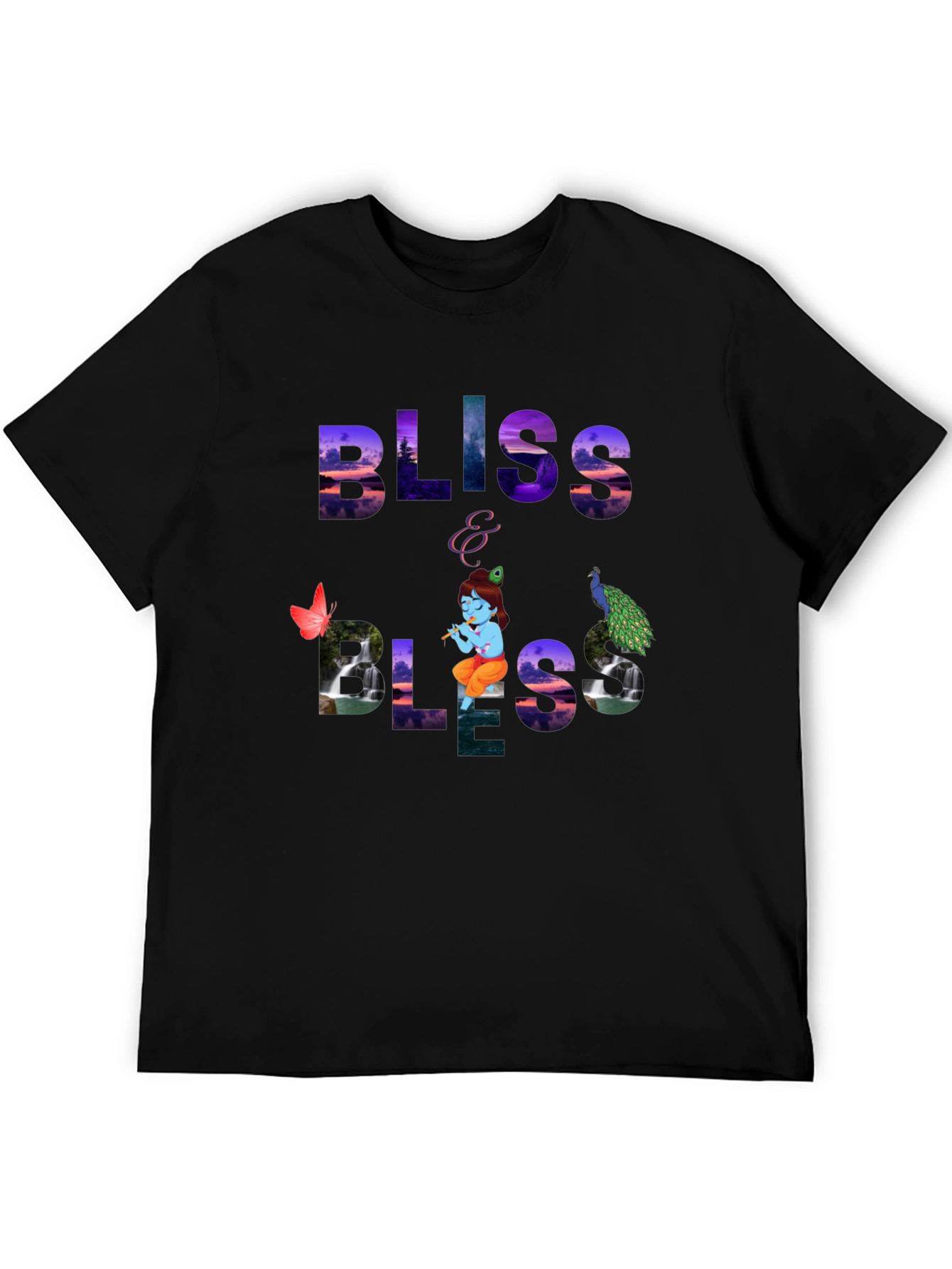 Bliss Graphic Tee - Krishna & Peacock