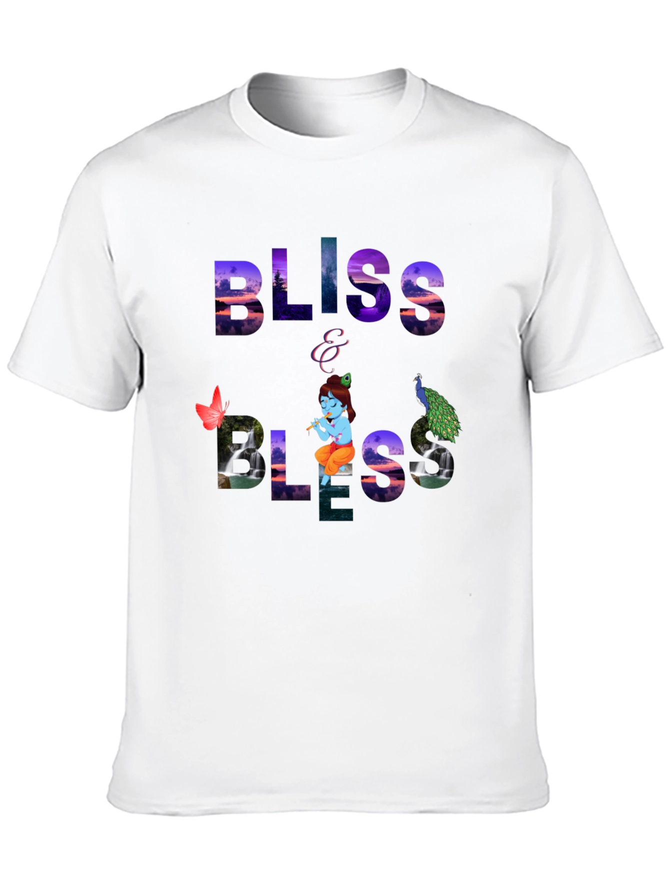 Bliss Graphic Tee - Krishna & Peacock