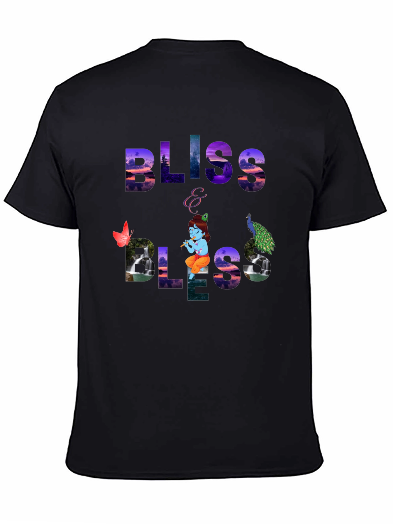 Bliss Graphic Tee - Krishna & Peacock