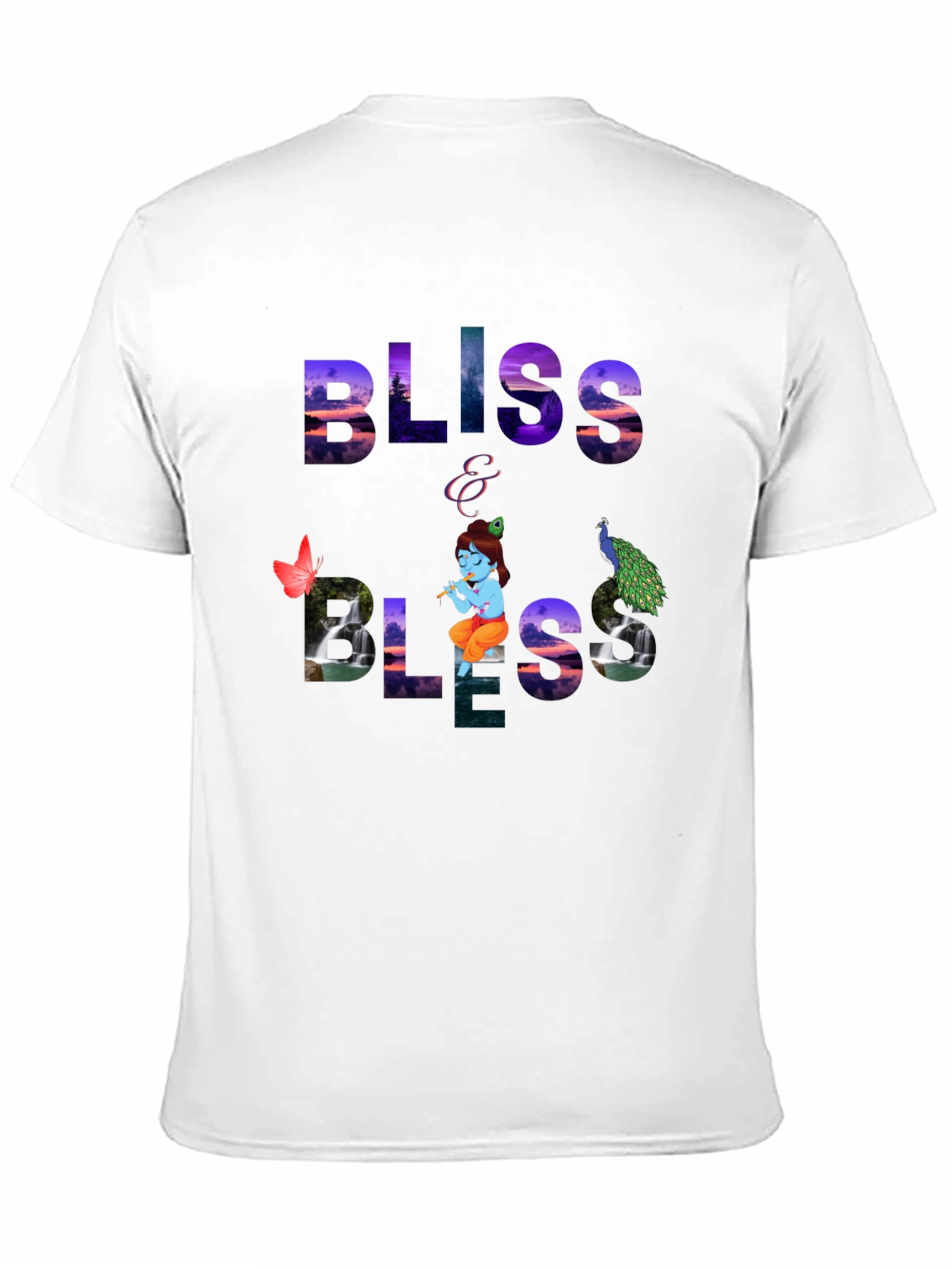 Bliss Graphic Tee - Krishna & Peacock