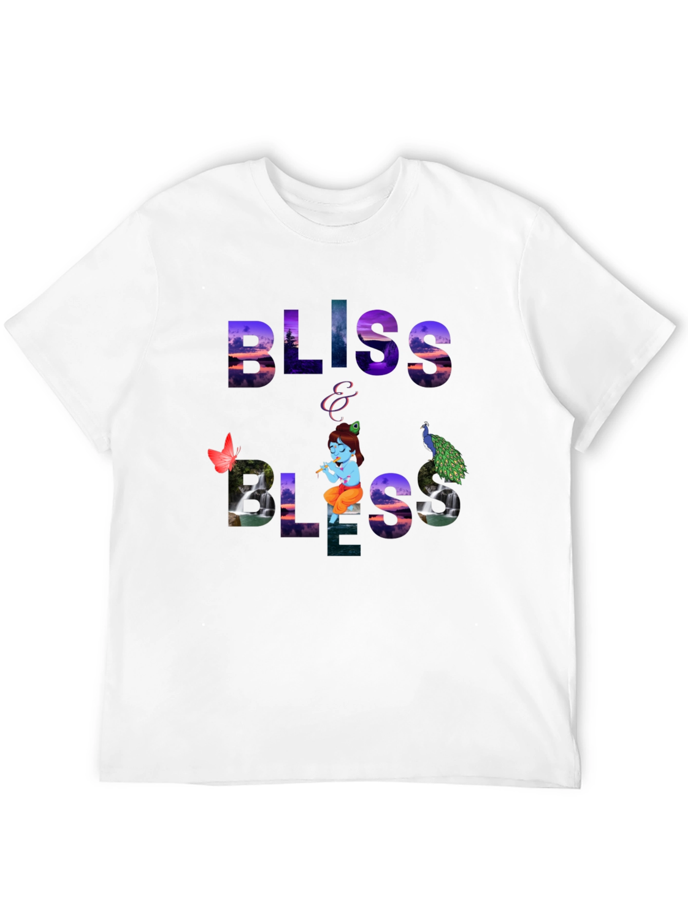 Bliss Graphic Tee - Krishna & Peacock