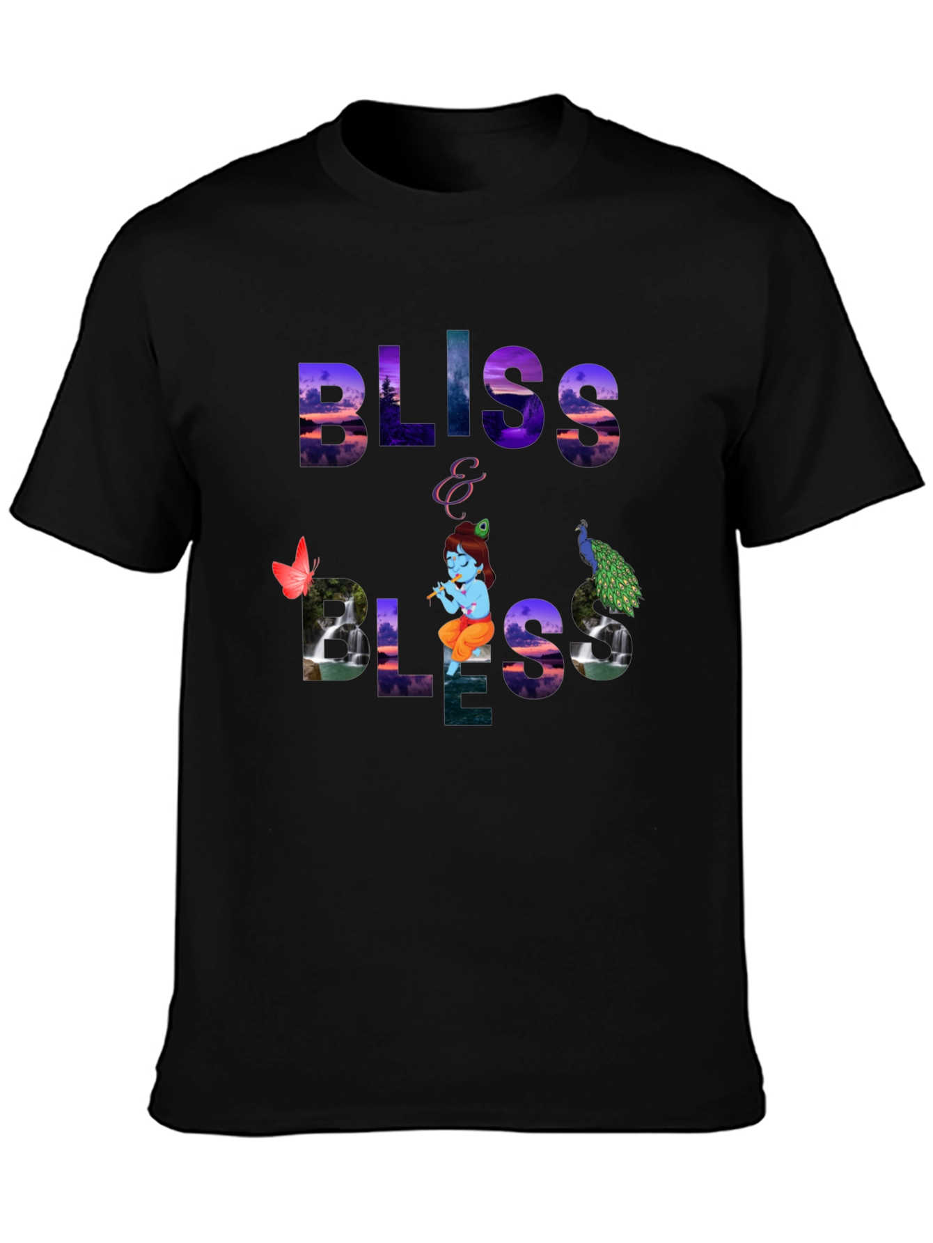 Bliss Graphic Tee - Krishna & Peacock