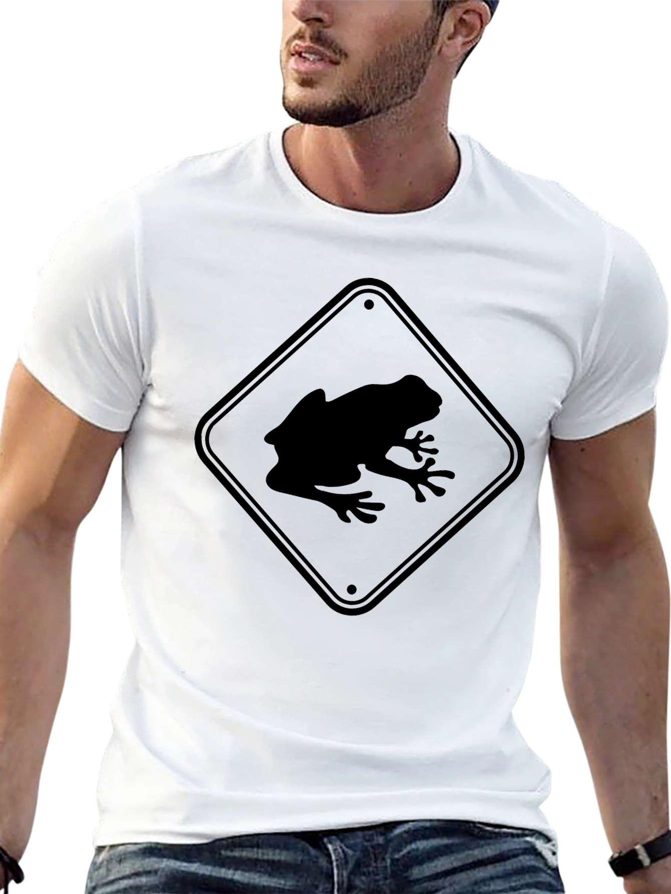 Frog Crossing Sign T-Shirt - Black