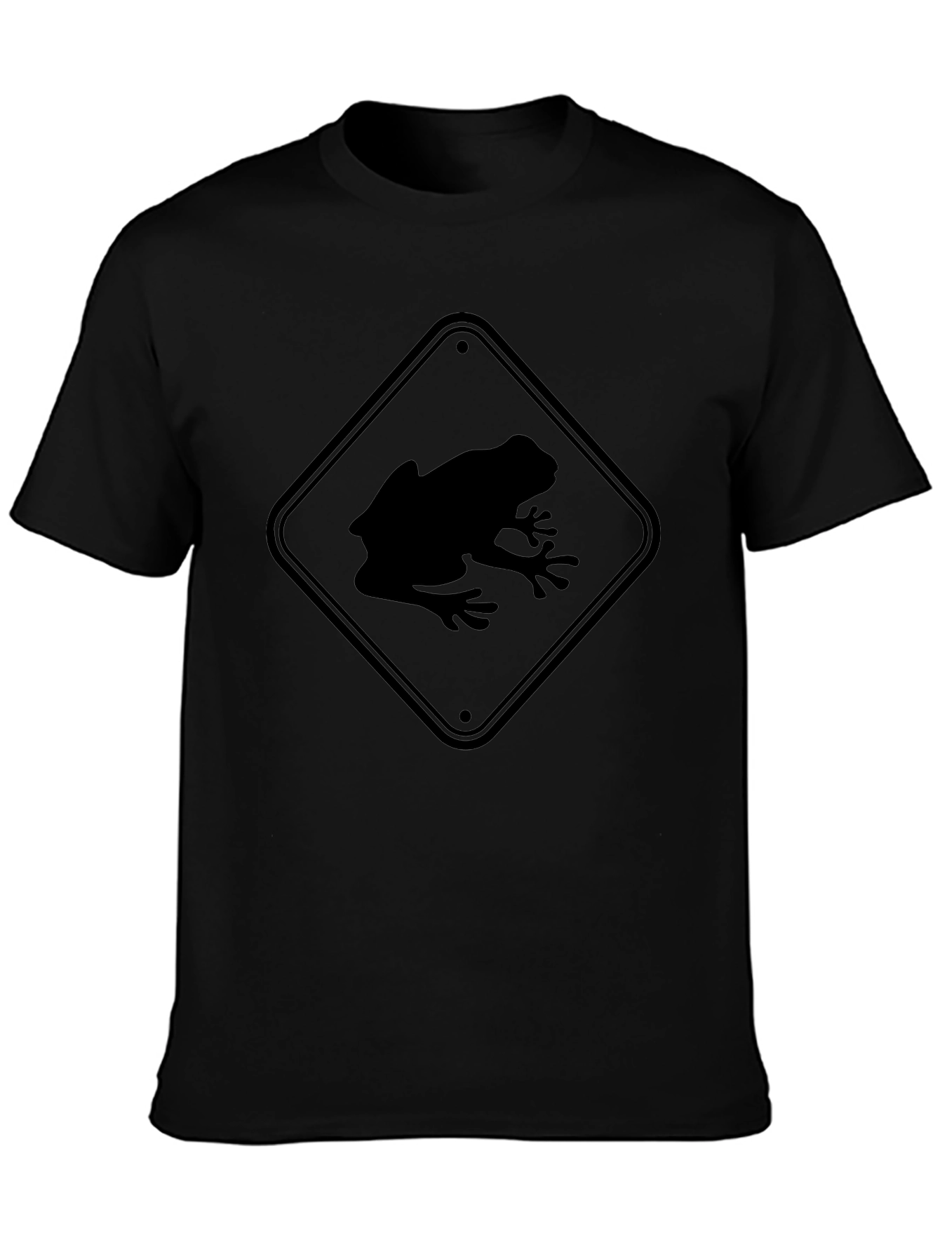 Frog Crossing Sign T-Shirt - Black