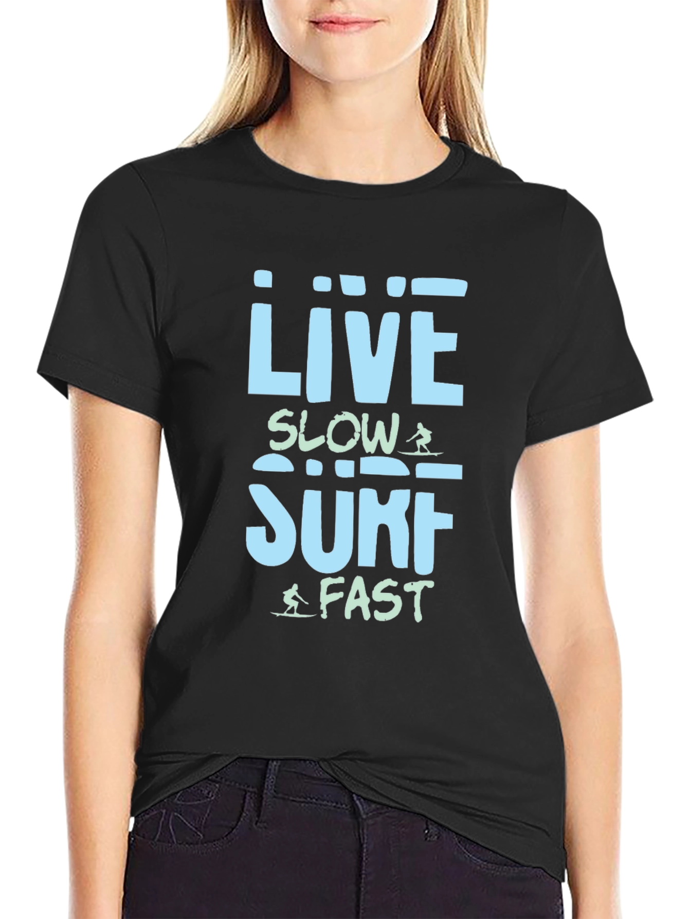 Live Slow Surf Fast T-Shirt - Black Cotton Tee