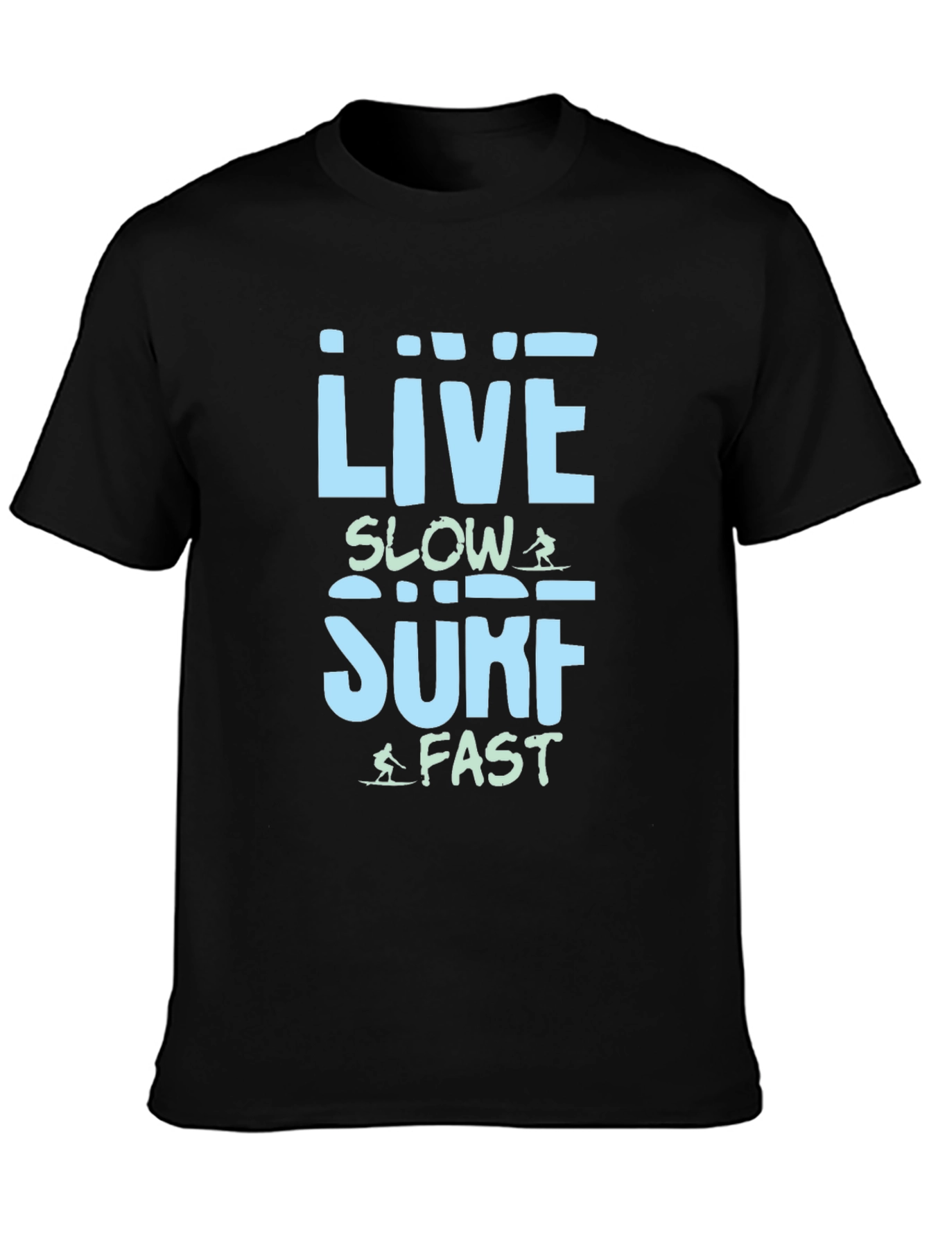 Live Slow Surf Fast T-Shirt - Black Cotton Tee