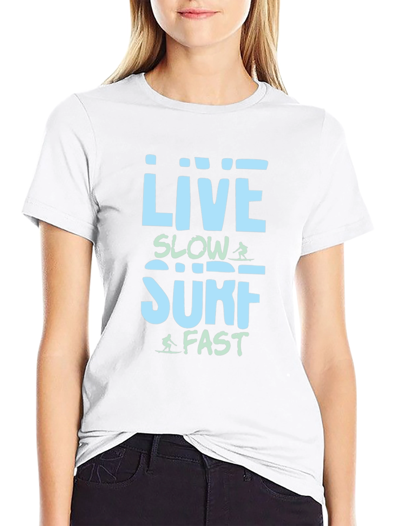 Live Slow Surf Fast T-Shirt - Black Cotton Tee