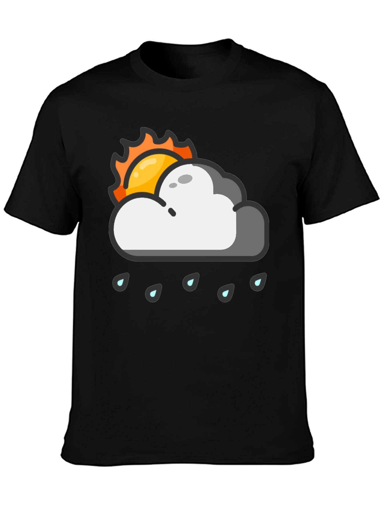 Rainy Day Sun Graphic Tee - Black Cotton T-Shirt