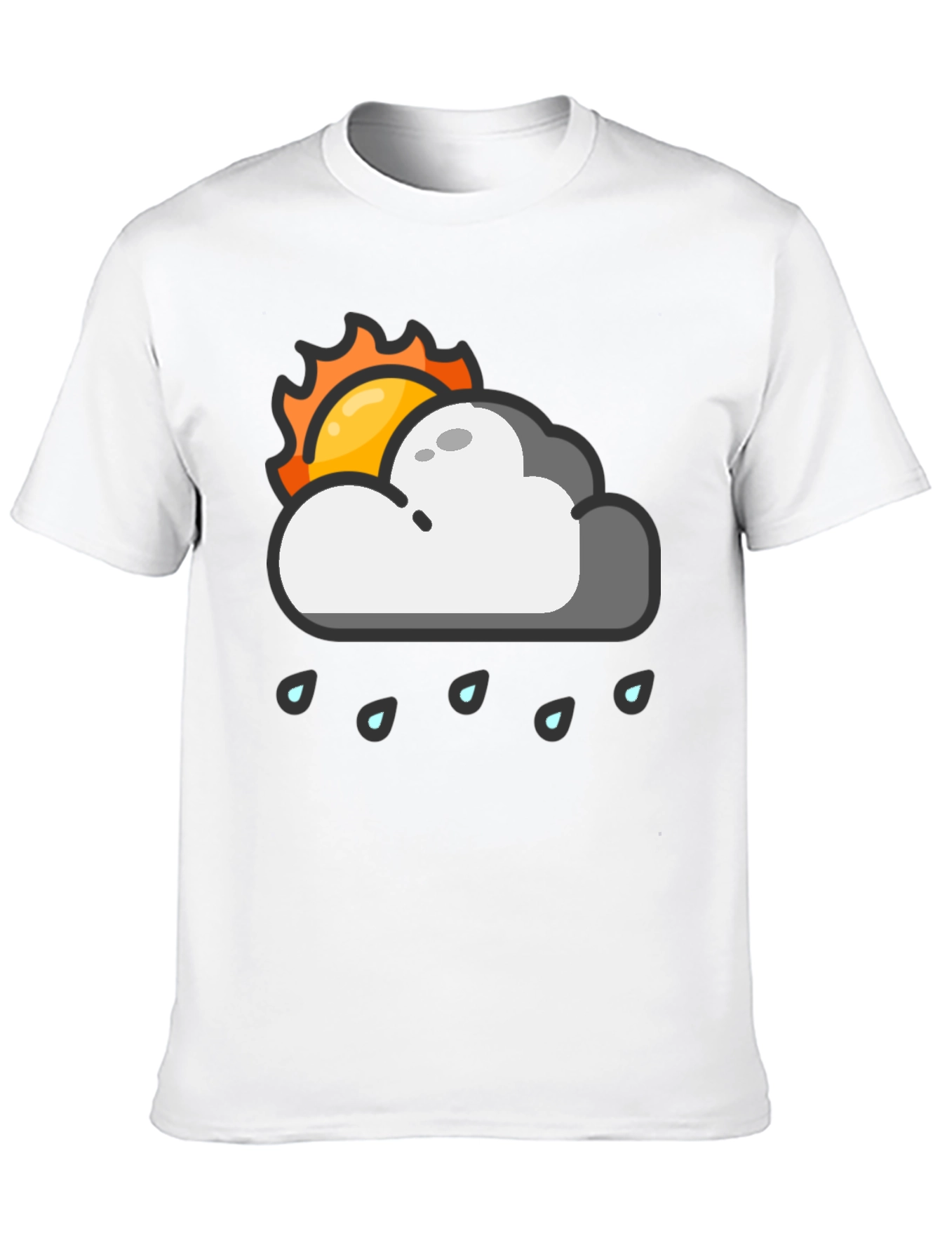 Rainy Day Sun Graphic Tee - Black Cotton T-Shirt