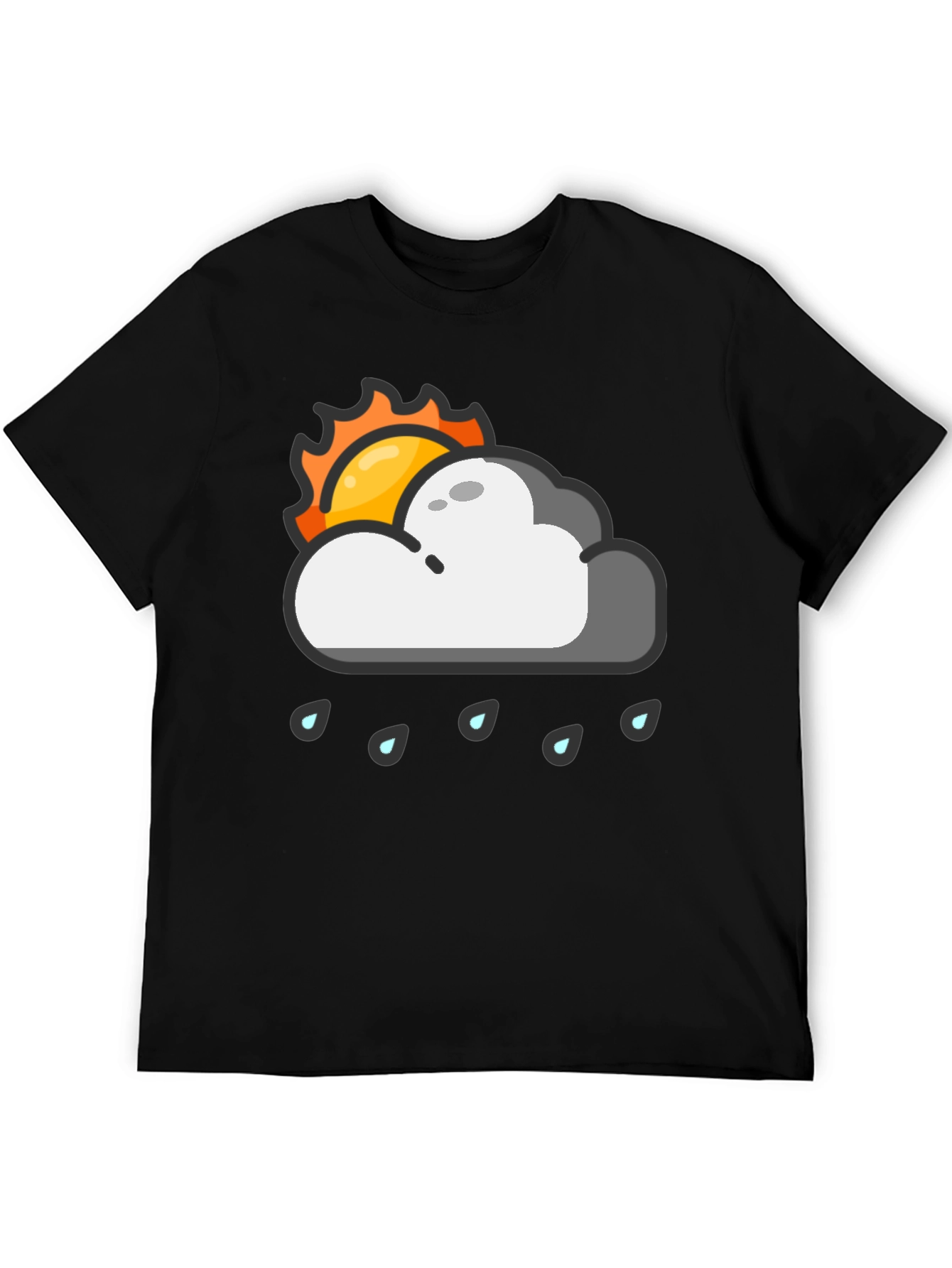 Rainy Day Sun Graphic Tee - Black Cotton T-Shirt