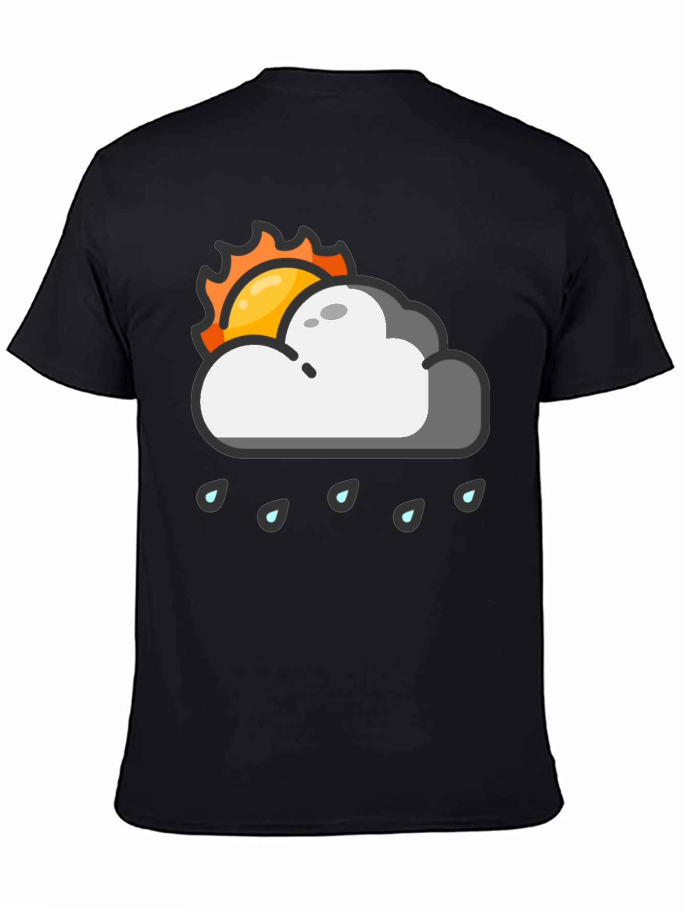 Rainy Day Sun Graphic Tee - Black Cotton T-Shirt