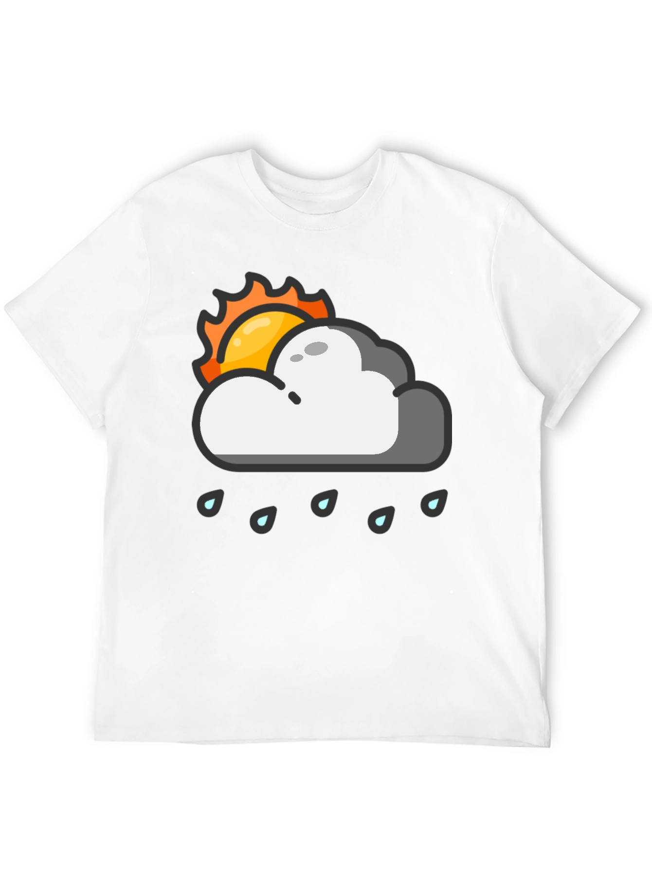 Rainy Day Sun Graphic Tee - Black Cotton T-Shirt