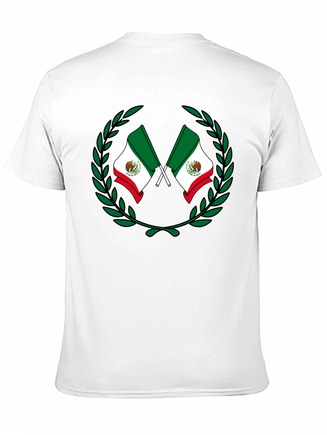Mexican Flag Laurel Wreath Black T-Shirt
