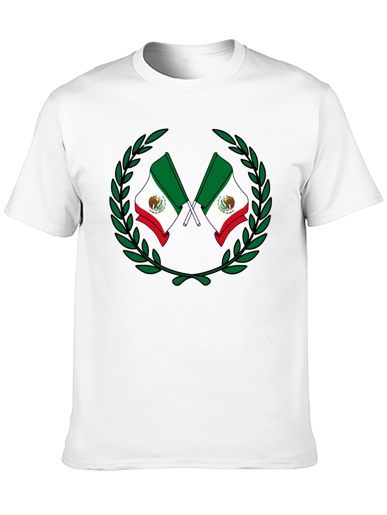 Mexican Flag Laurel Wreath Black T-Shirt